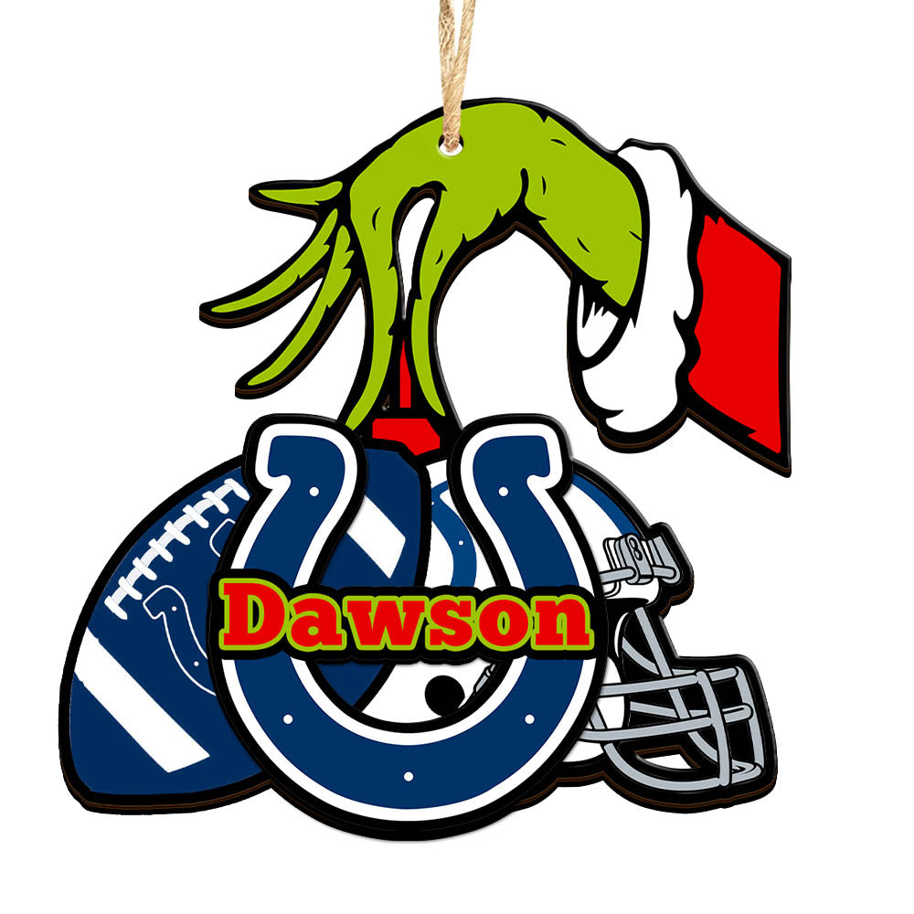 Indianapolis Colts 2 Layered Wooden Ornament Personalized Your Name, GR And American Football Team Ornament, Football Lover Gifts, Hanging Decorations ETHY-52254