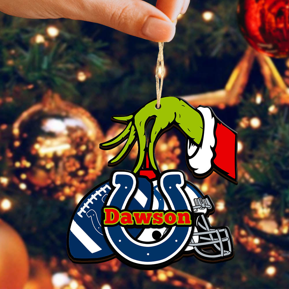 Indianapolis Colts 2 Layered Wooden Ornament Personalized Your Name, GR And American Football Team Ornament, Football Lover Gifts, Hanging Decorations ETHY-52254