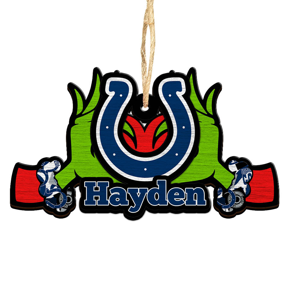 Indianapolis Colts 2 Layered Wooden Ornament Personalized Your Name, GR And Sport Team Ornament, Sport Hanging Decorations, Sport Gifts For Fan ETHY-52234