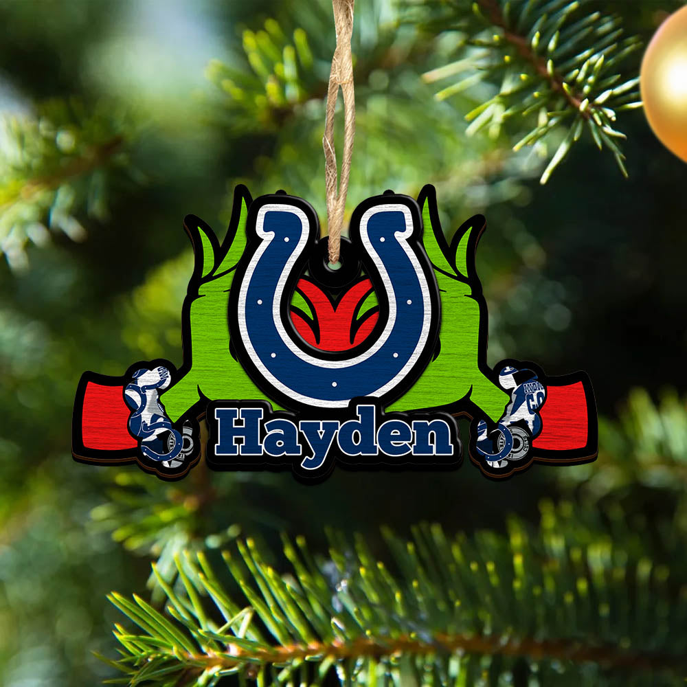 Indianapolis Colts 2 Layered Wooden Ornament Personalized Your Name, GR And Sport Team Ornament, Sport Hanging Decorations, Sport Gifts For Fan ETHY-52234