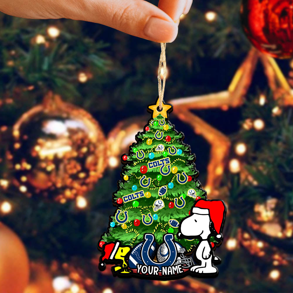 Indianapolis Colts 2 Layered Wooden Ornament Personalized Your Name, SN And Peanut Ornament, Christmas Gifts For Sport Fan, Home Decorations ETHY-52306