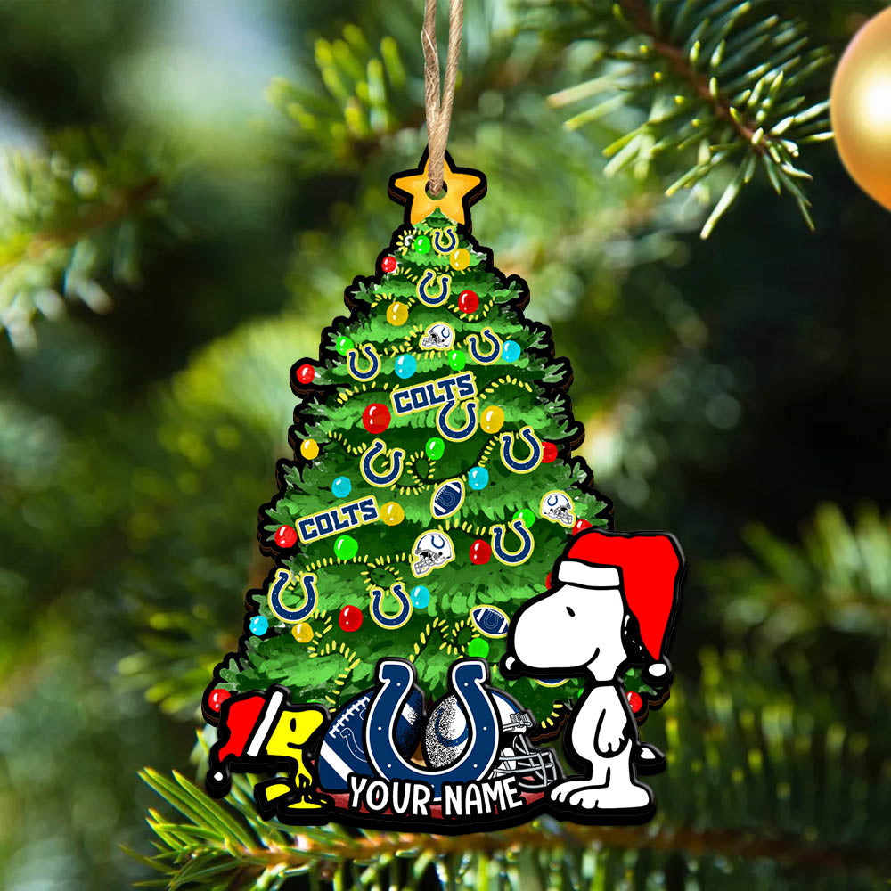 Indianapolis Colts 2 Layered Wooden Ornament Personalized Your Name, SN And Peanut Ornament, Christmas Gifts For Sport Fan, Home Decorations ETHY-52306