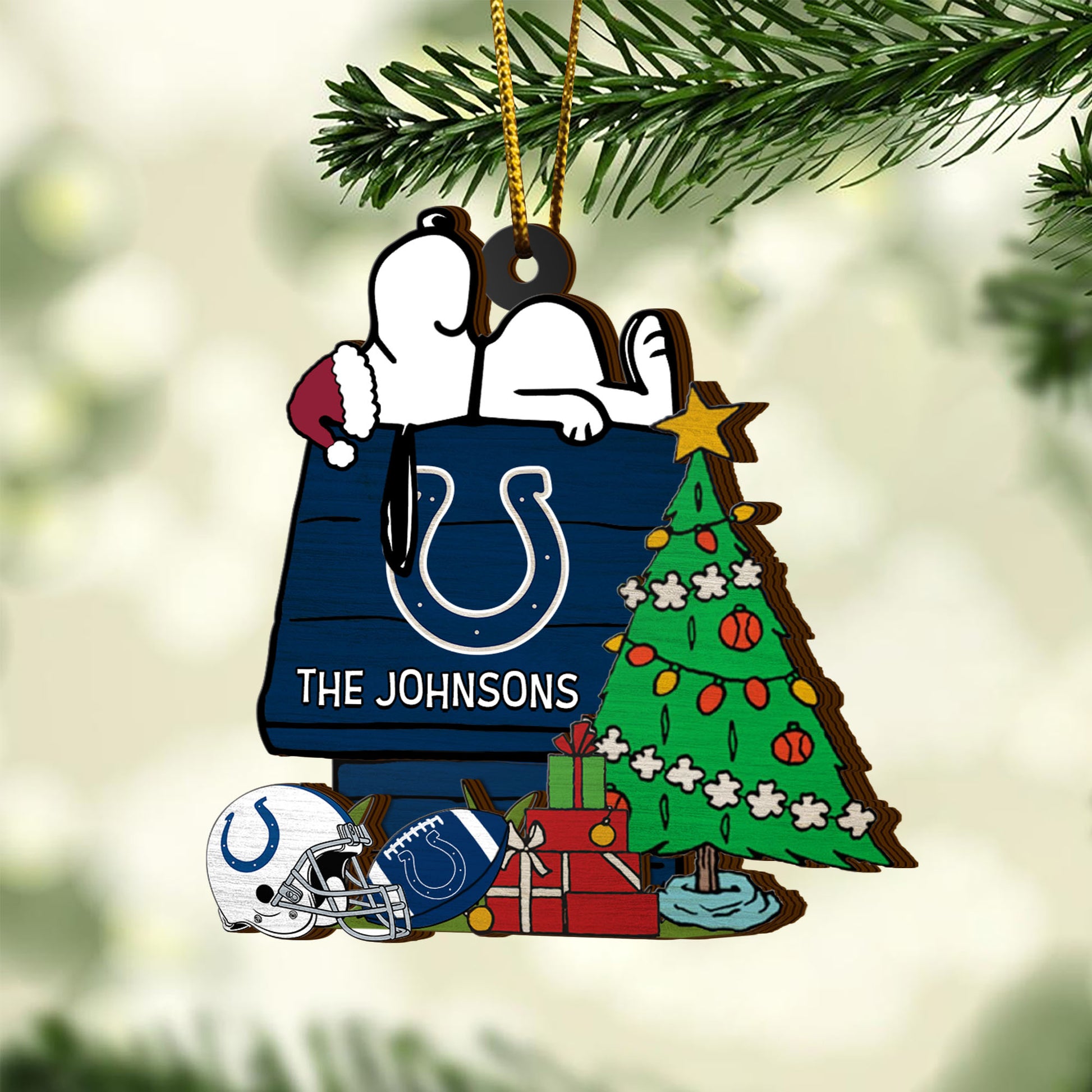 Indianapolis Colts 3 Layered Piece Wooden Ornament Custom Name, Sport Team And SN Ornament, Sport Gifts ETRG-52222