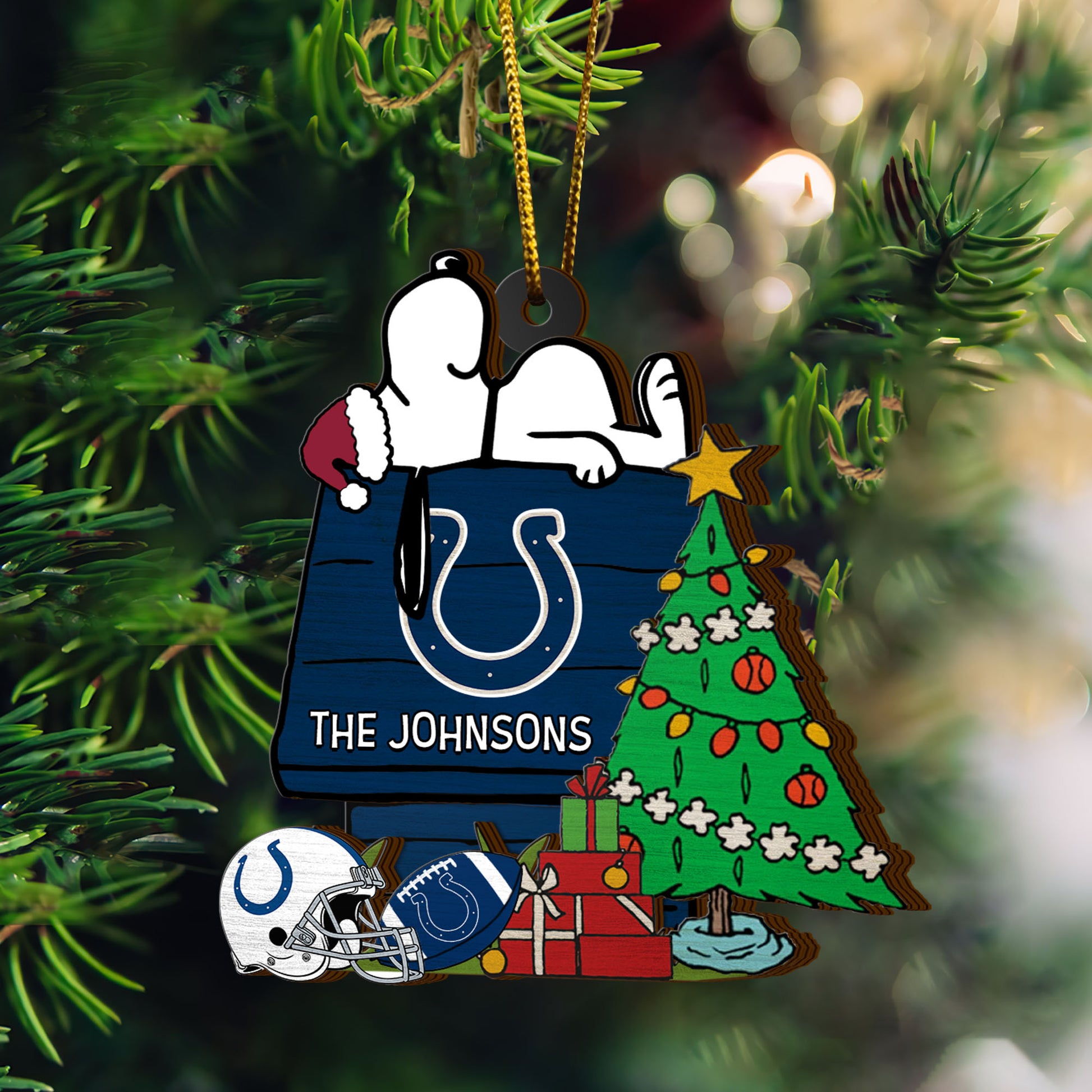 Indianapolis Colts 3 Layered Piece Wooden Ornament Custom Name, Sport Team And SN Ornament, Sport Gifts ETRG-52222