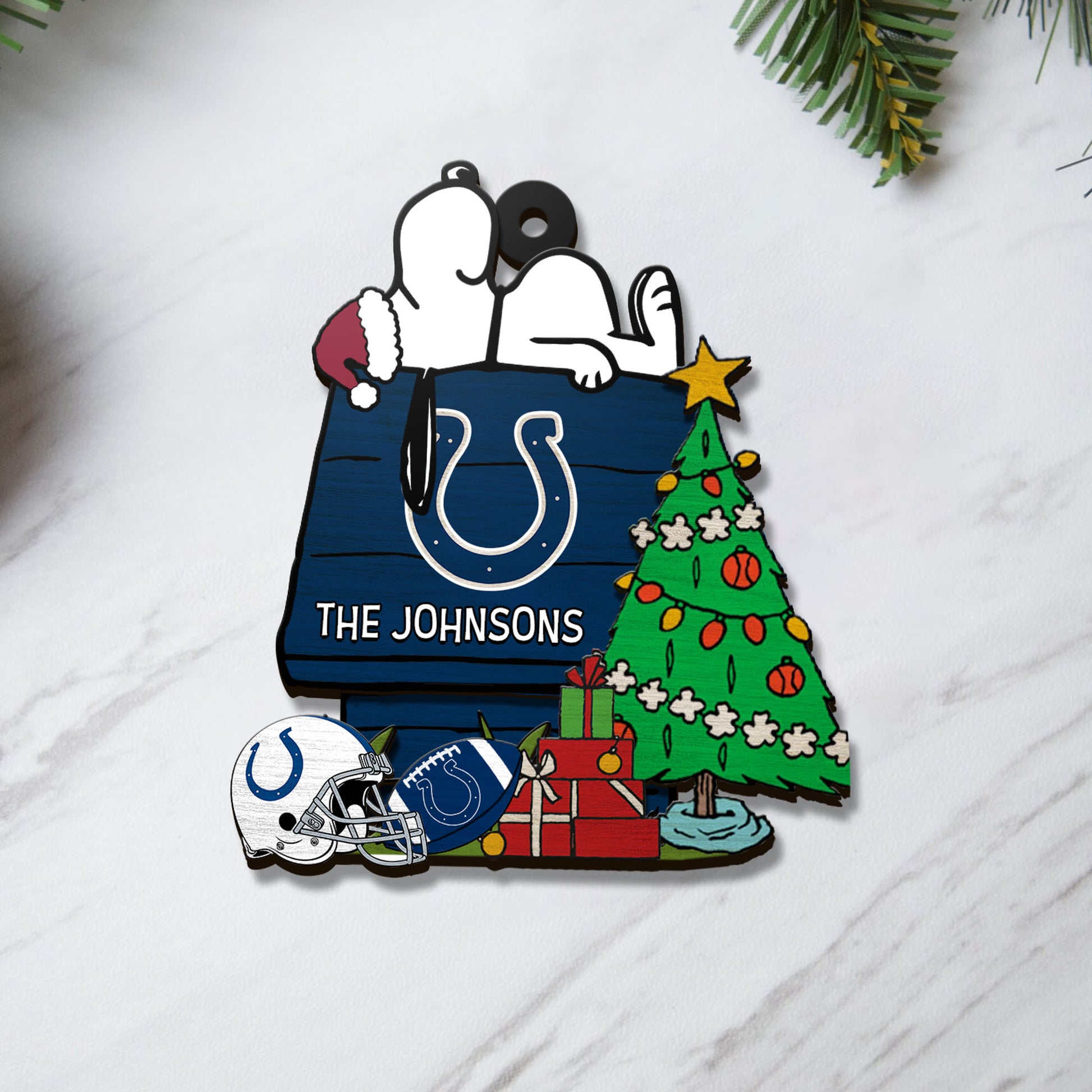 Indianapolis Colts 3 Layered Piece Wooden Ornament Custom Name, Sport Team And SN Ornament, Sport Gifts ETRG-52222