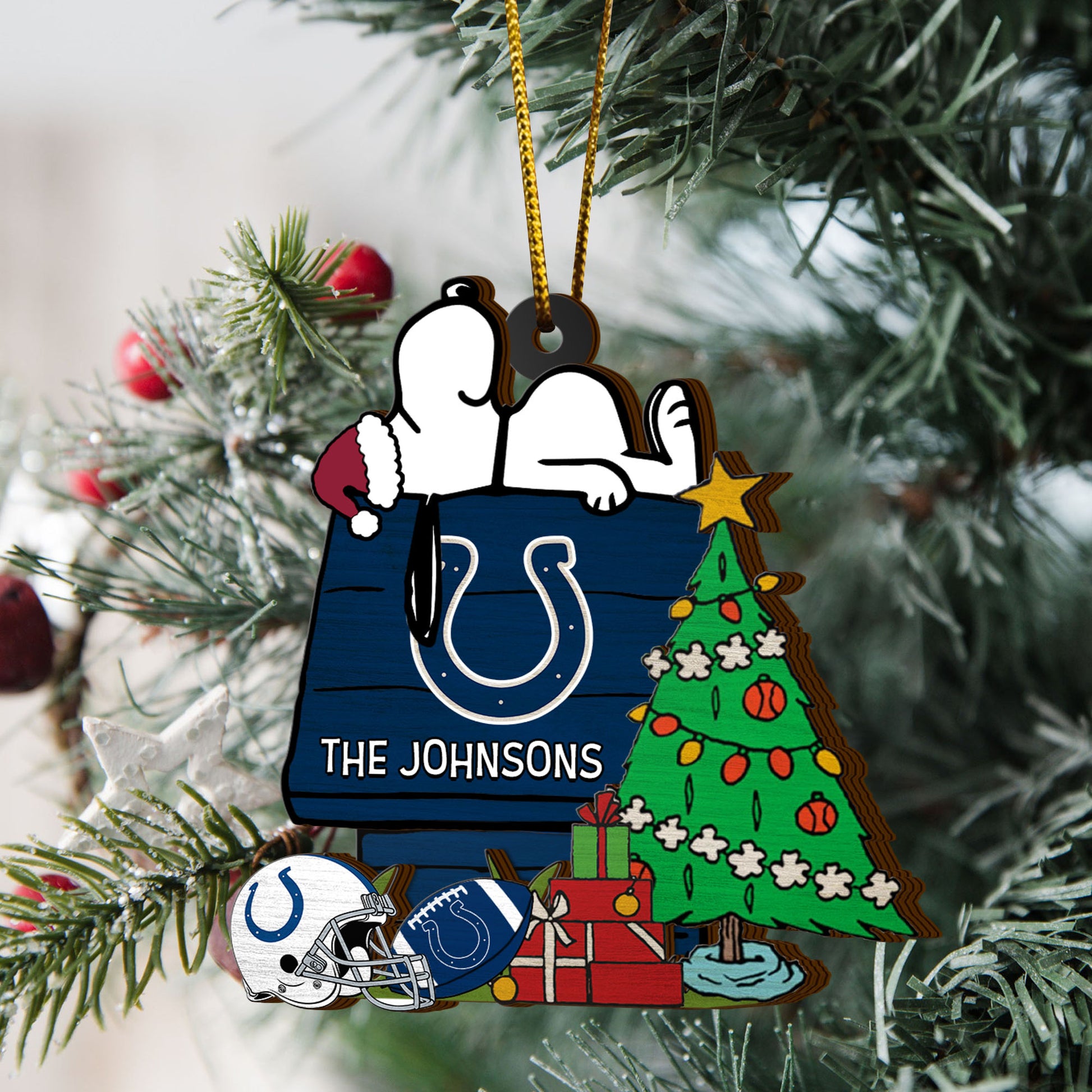 Indianapolis Colts 3 Layered Piece Wooden Ornament Custom Name, Sport Team And SN Ornament, Sport Gifts ETRG-52222