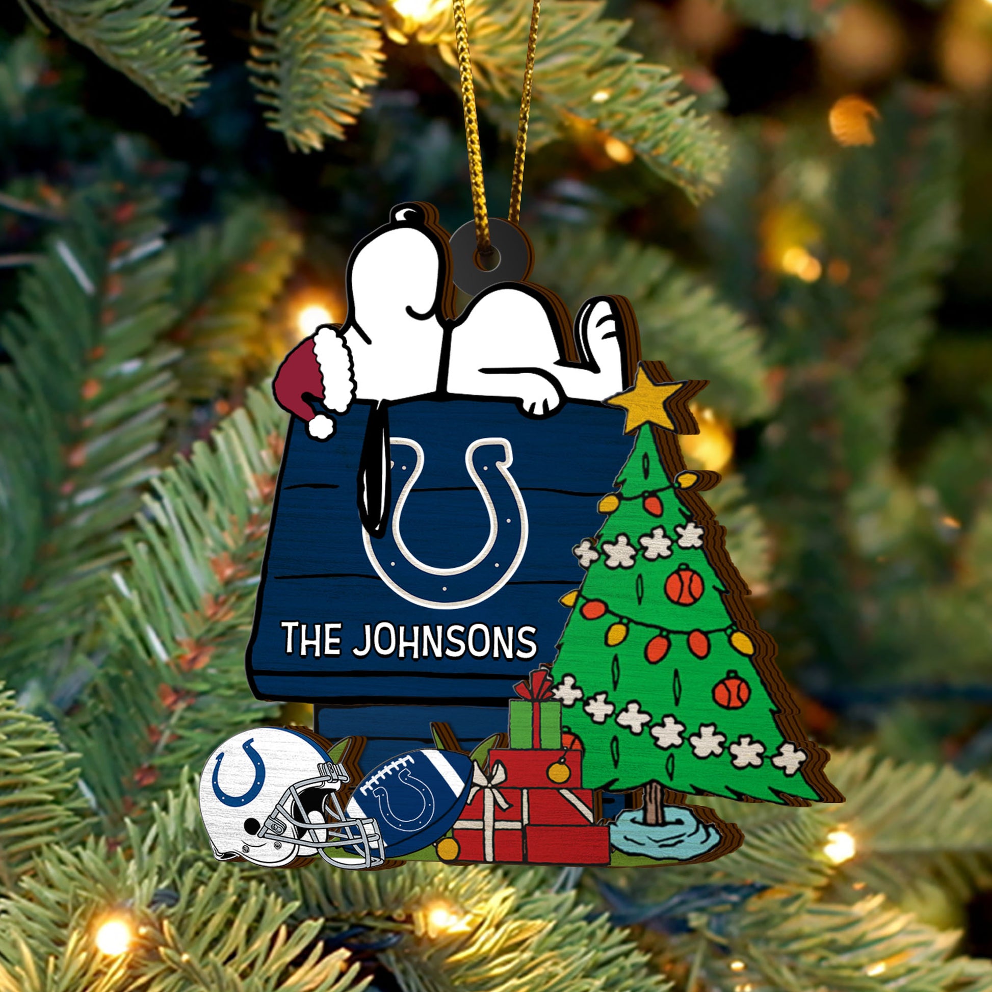 Indianapolis Colts 3 Layered Piece Wooden Ornament Custom Name, Sport Team And SN Ornament, Sport Gifts ETRG-52222