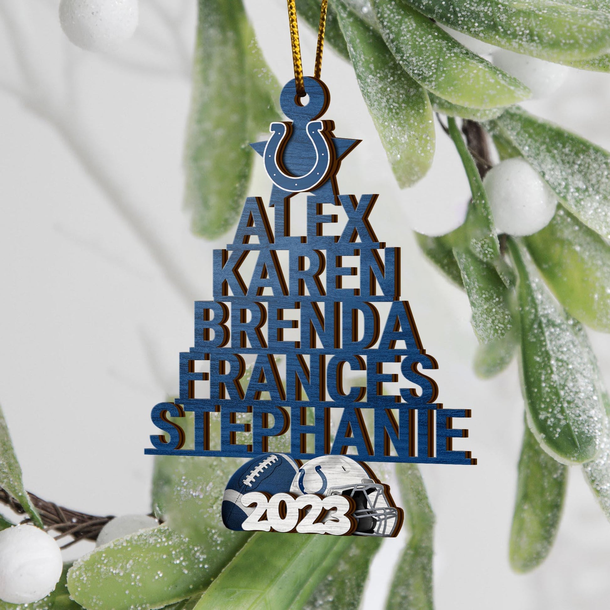 Indianapolis Colts 3 Layered Piece Wooden Ornament Custom Names And Choose Number Of Names, Sport Team And Christmas Tree Ornament, Sport Gifts ETRG-51794