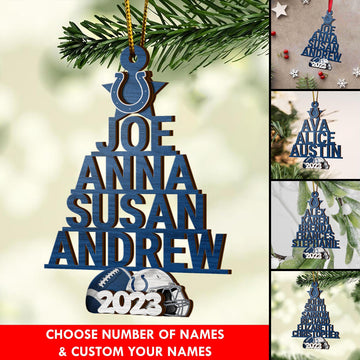 Indianapolis Colts 3 Layered Piece Wooden Ornament Custom Names And Choose Number Of Names, Sport Team And Christmas Tree Ornament, Sport Gifts ETRG-51794