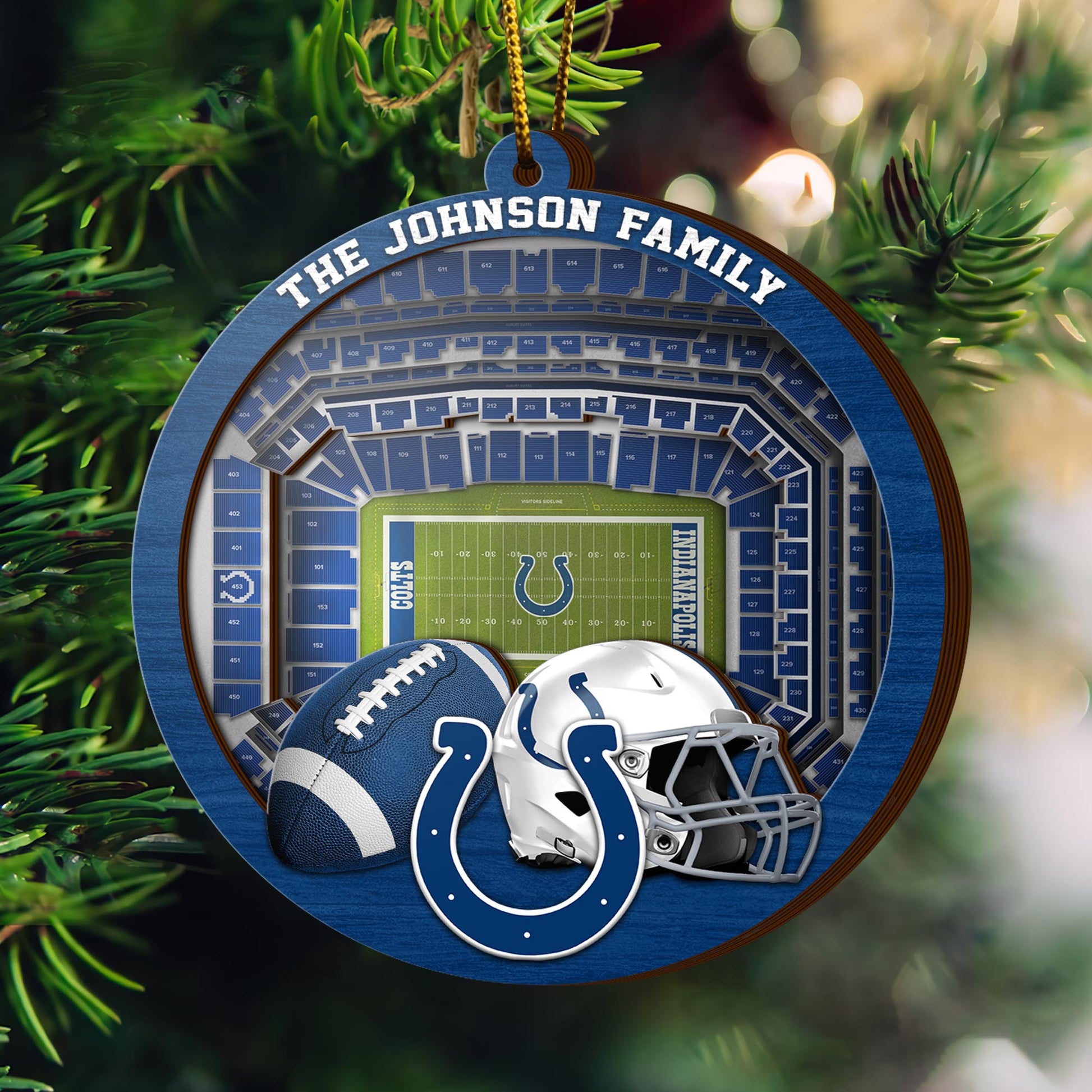 Indianapolis Colts  3 Layered Piece Wooden Ornament Custom Your Family Name, Sport Stadium Ornament, Sport Gifts ETRG-52162