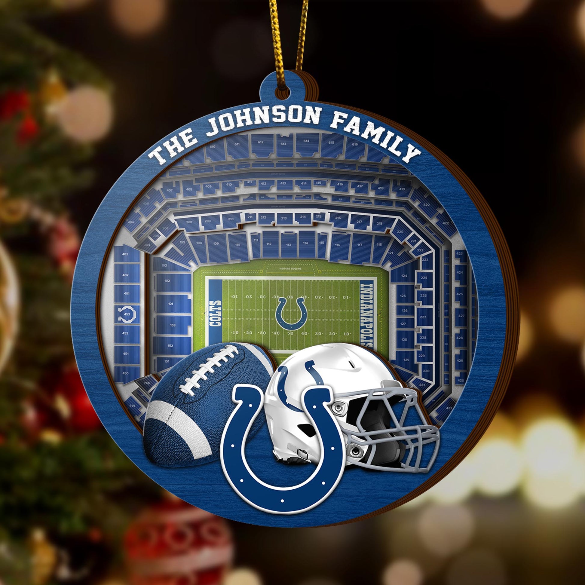Indianapolis Colts  3 Layered Piece Wooden Ornament Custom Your Family Name, Sport Stadium Ornament, Sport Gifts ETRG-52162