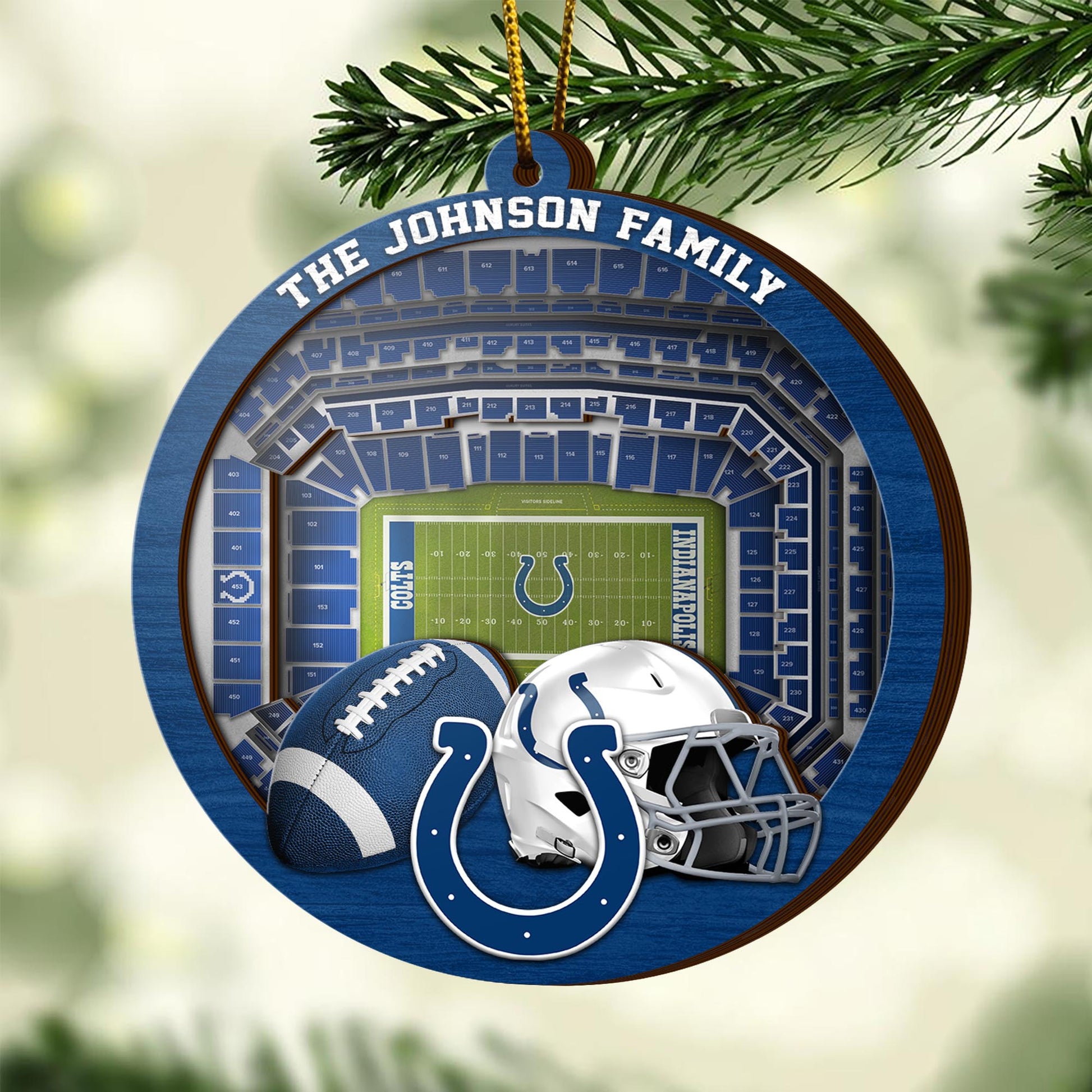 Indianapolis Colts  3 Layered Piece Wooden Ornament Custom Your Family Name, Sport Stadium Ornament, Sport Gifts ETRG-52162