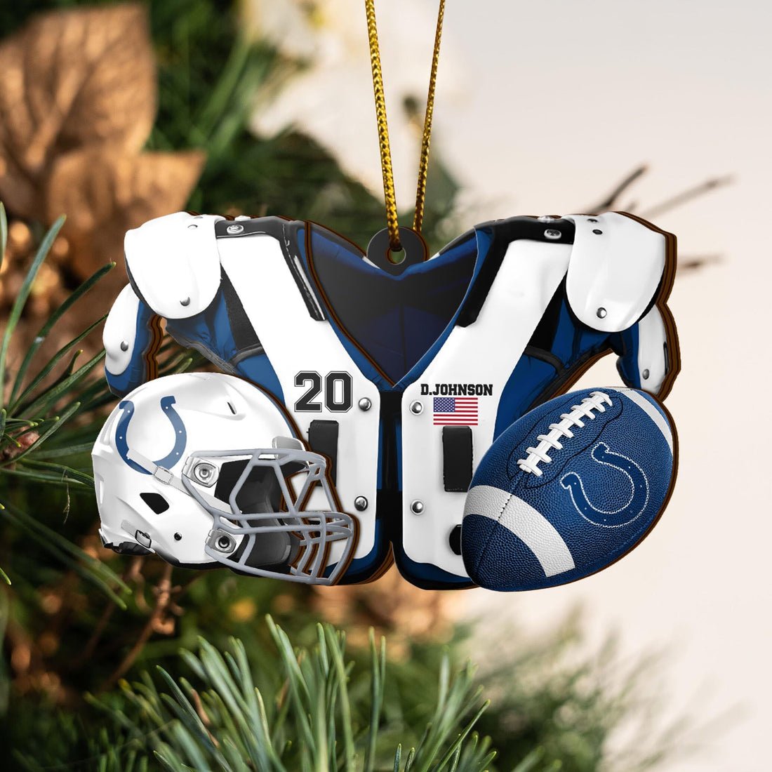 Indianapolis Colts 3 Layered Piece Wooden Ornament Custom Your Name And Number, Sport Ornament, Sport Hanging Decorations ETRG-51975