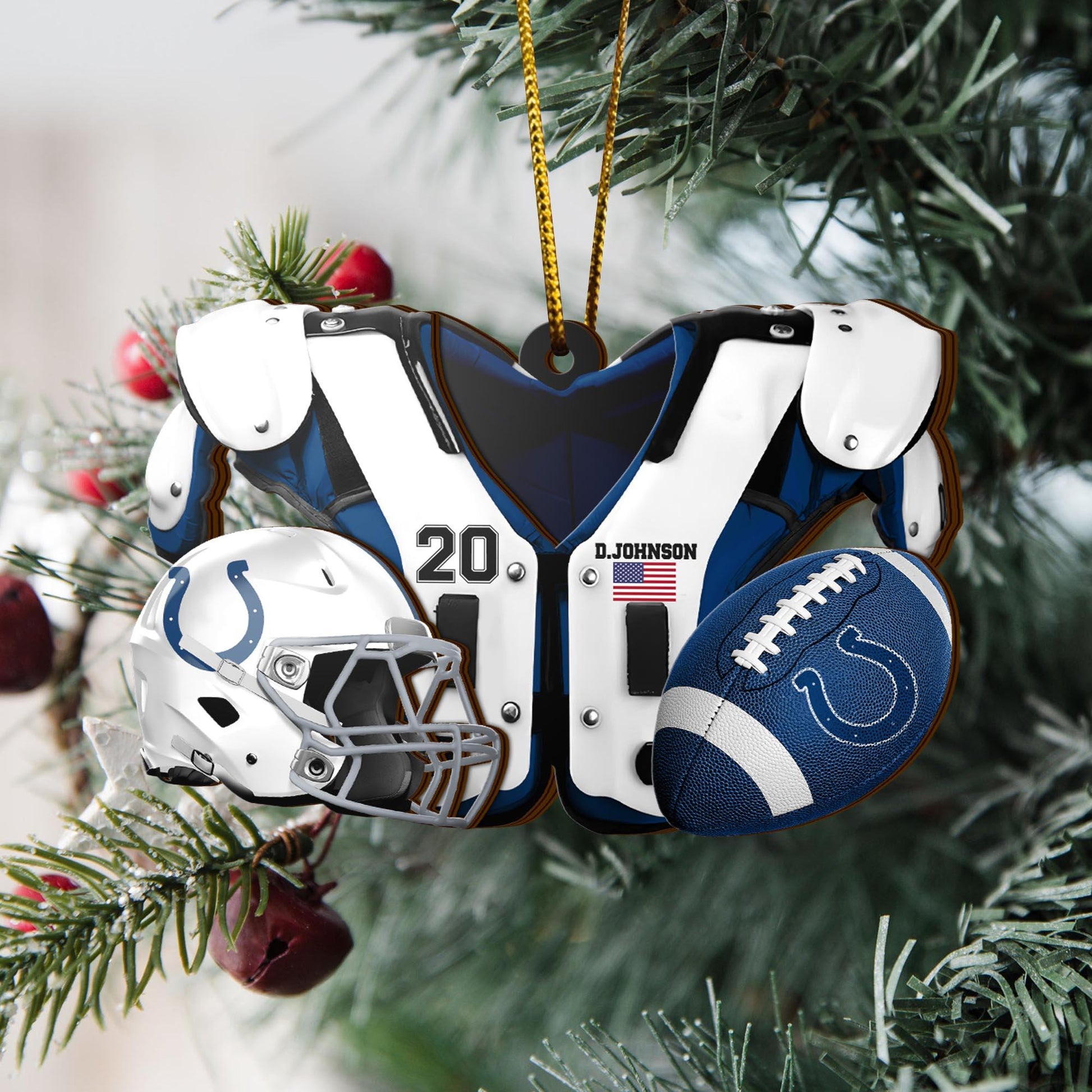 Indianapolis Colts 3 Layered Piece Wooden Ornament Custom Your Name And Number, Sport Ornament, Sport Hanging Decorations ETRG-51975