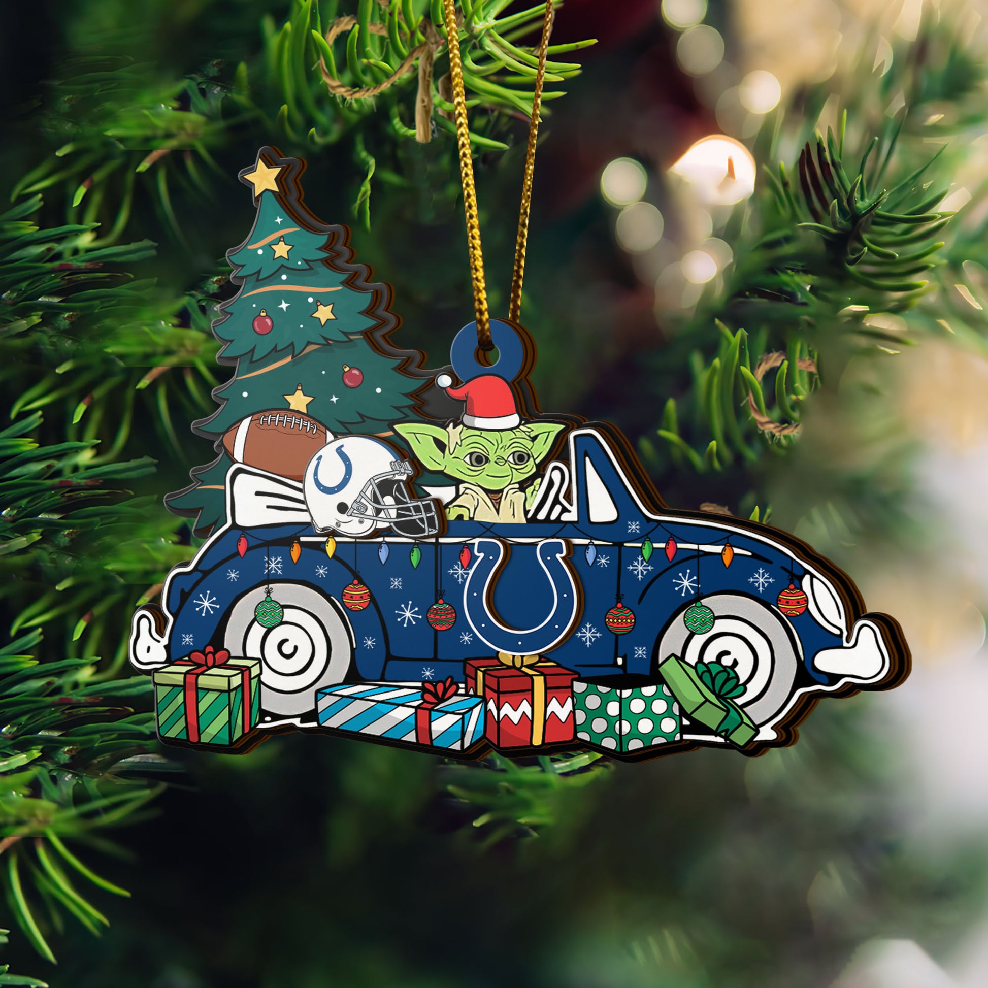 Indianapolis Colts 3 Layered Piece Wooden Ornament, Sport And Baby Yoda Ornament, Fan Gifts, Hanging Decorations EHIVM-52325