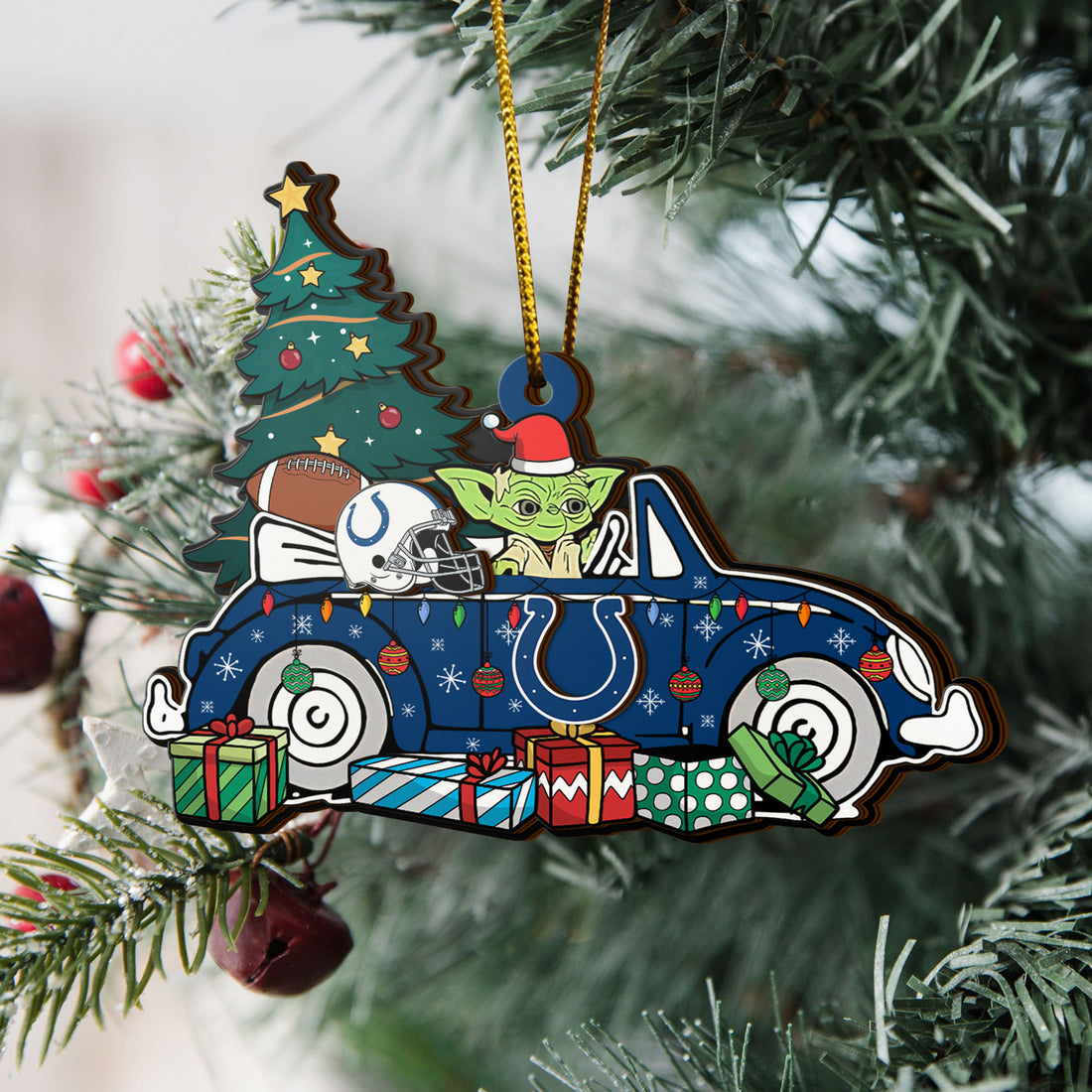 Indianapolis Colts 3 Layered Piece Wooden Ornament, Sport And Baby Yoda Ornament, Fan Gifts, Hanging Decorations EHIVM-52325