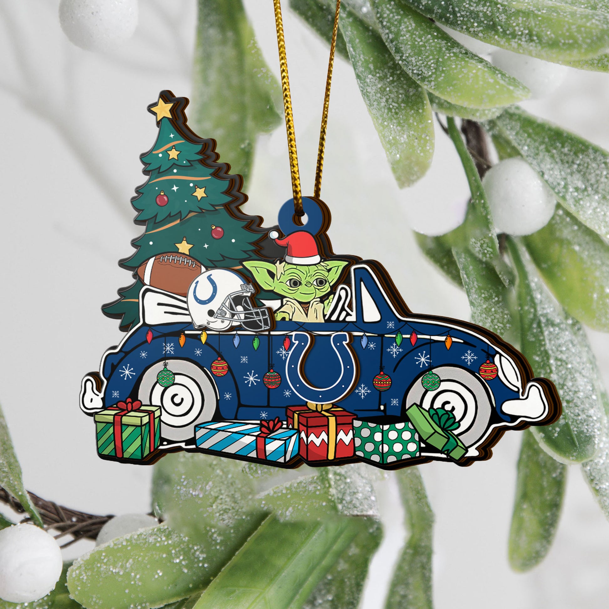 Indianapolis Colts 3 Layered Piece Wooden Ornament, Sport And Baby Yoda Ornament, Fan Gifts, Hanging Decorations EHIVM-52325