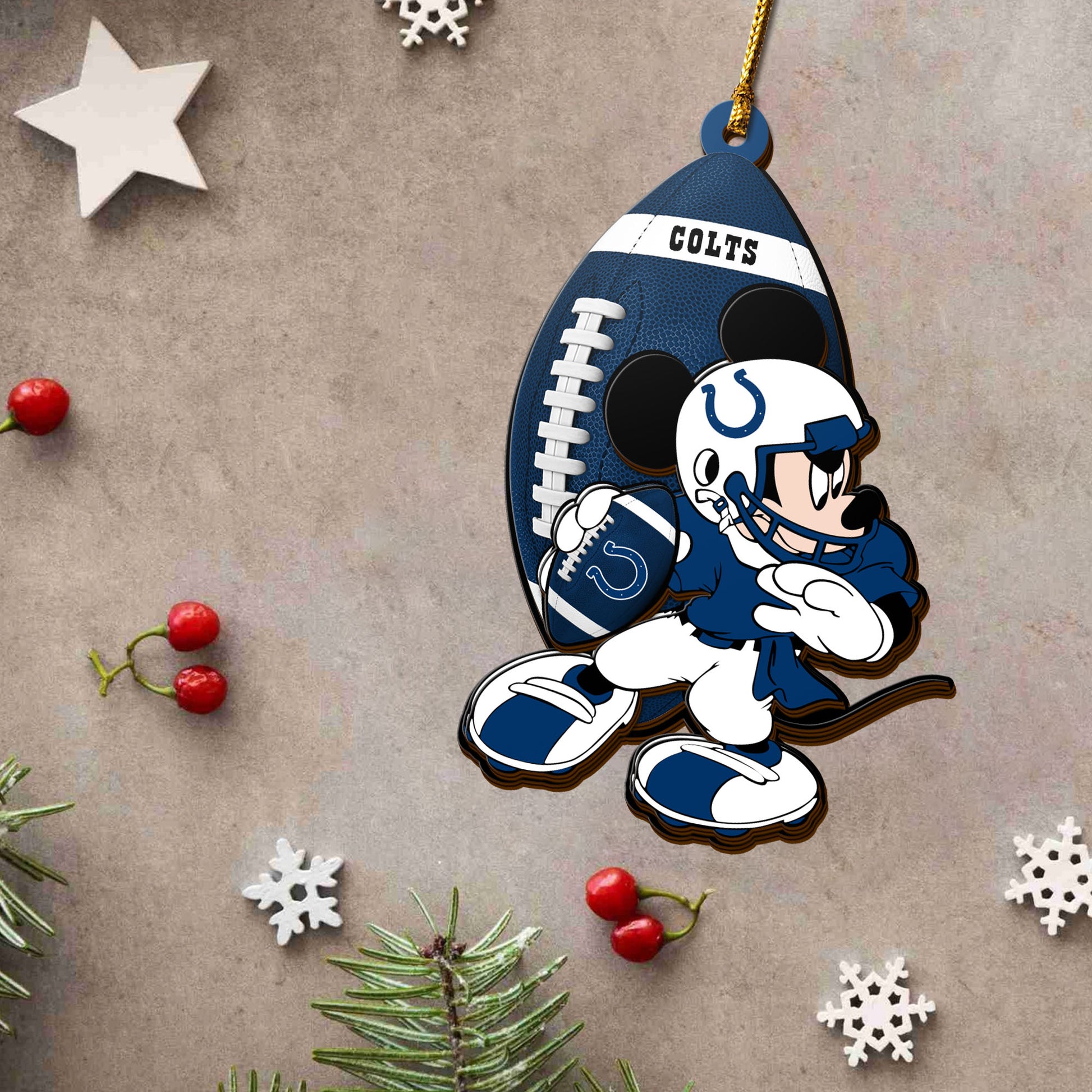 Indianapolis Colts 3 Layered Piece Wooden Ornament, Sport Team And MK Ornament,Sport Ornament, Fan Gifts, Hanging Decoration EHIVM-52346