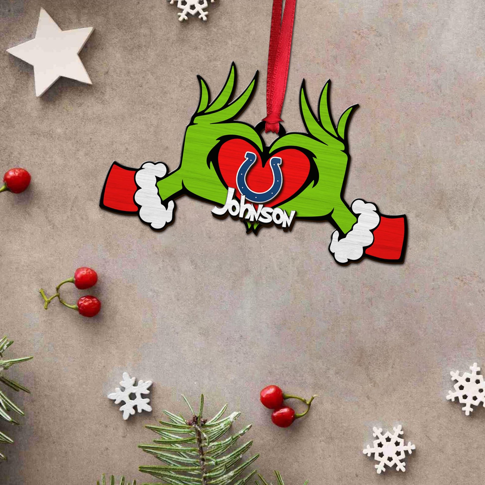 Indianapolis Colts And GR 2 Layered Piece Wooden Ornament Custom Your Name, Sport Ornament, Sport Home Decorations , Sport Gifts ETRG-52188