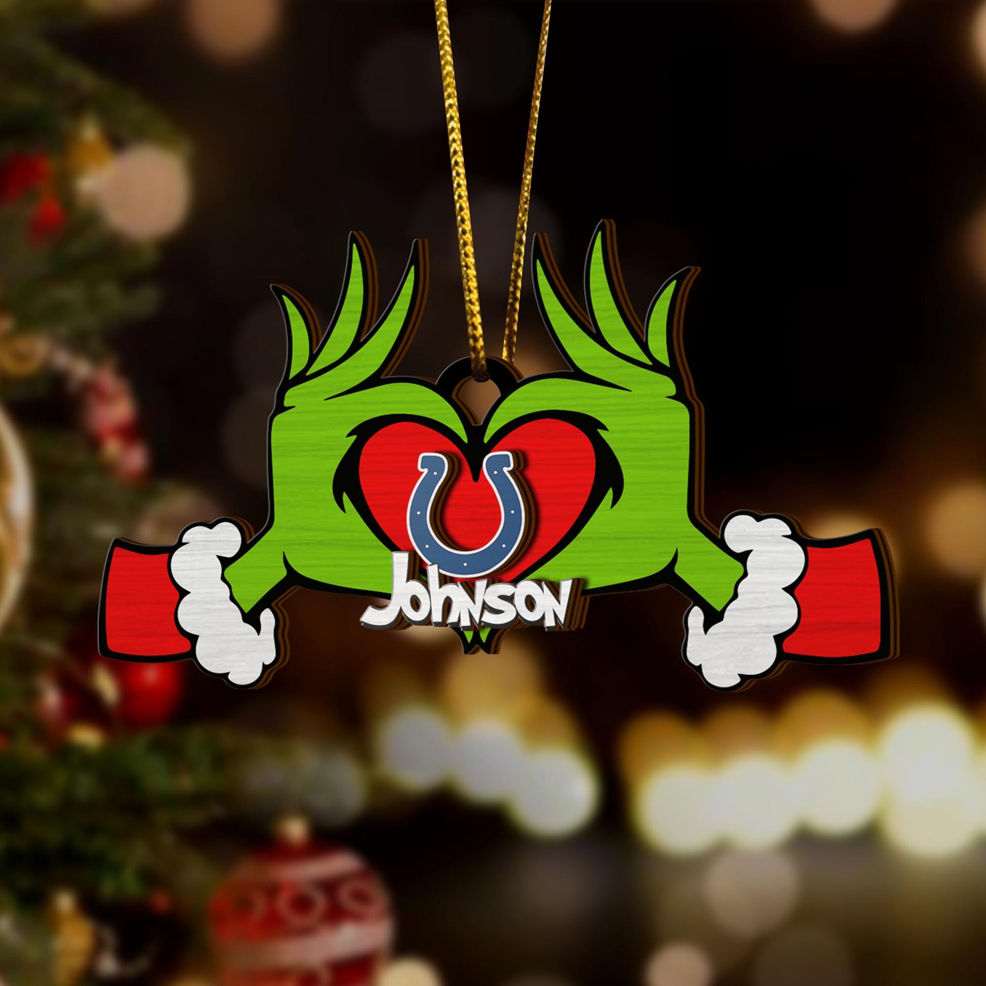 Indianapolis Colts And GR 2 Layered Piece Wooden Ornament Custom Your Name, Sport Ornament, Sport Home Decorations , Sport Gifts ETRG-52188