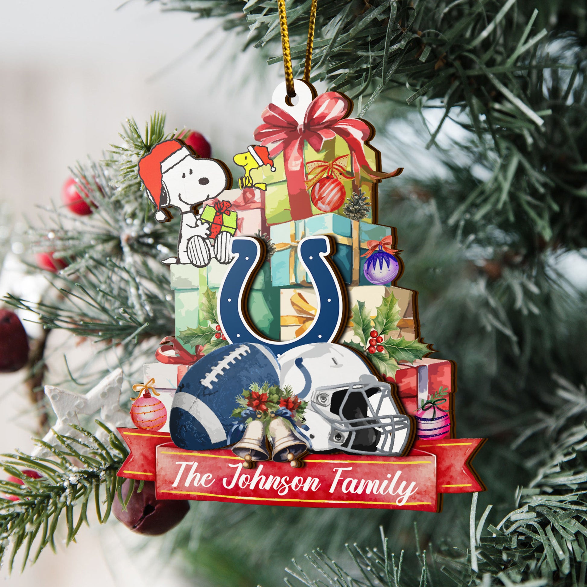 Indianapolis Colts And SN 2 Layered Piece Wooden Ornament Custom Your Family Name, Sport Ornament, Fan Gifts, Hanging Decorations EHIVM-52192