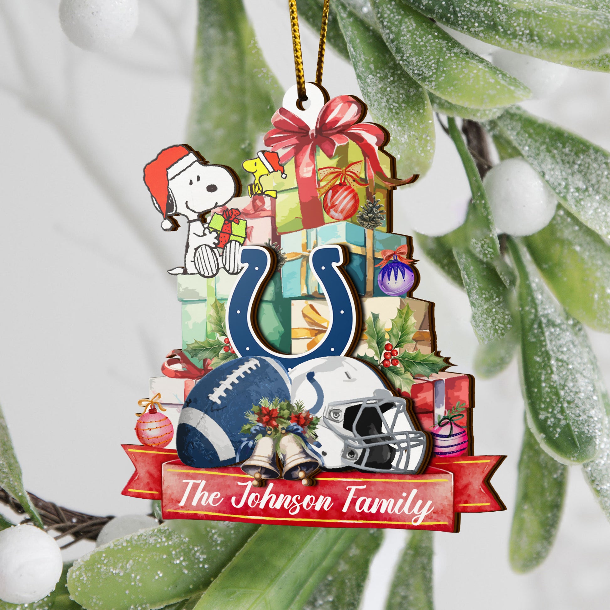 Indianapolis Colts And SN 2 Layered Piece Wooden Ornament Custom Your Family Name, Sport Ornament, Fan Gifts, Hanging Decorations EHIVM-52192