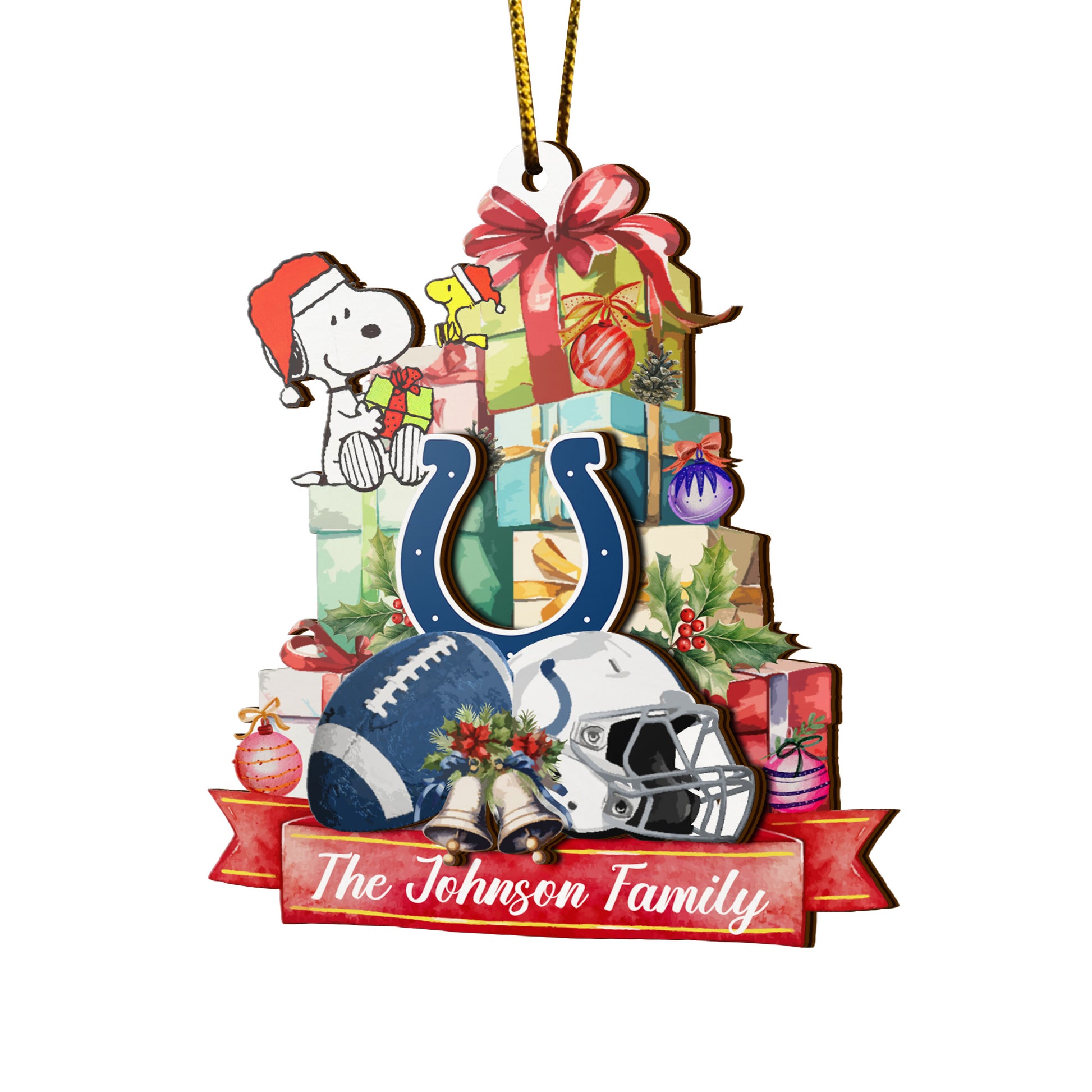 Indianapolis Colts And SN 2 Layered Piece Wooden Ornament Custom Your Family Name, Sport Ornament, Fan Gifts, Hanging Decorations EHIVM-52192