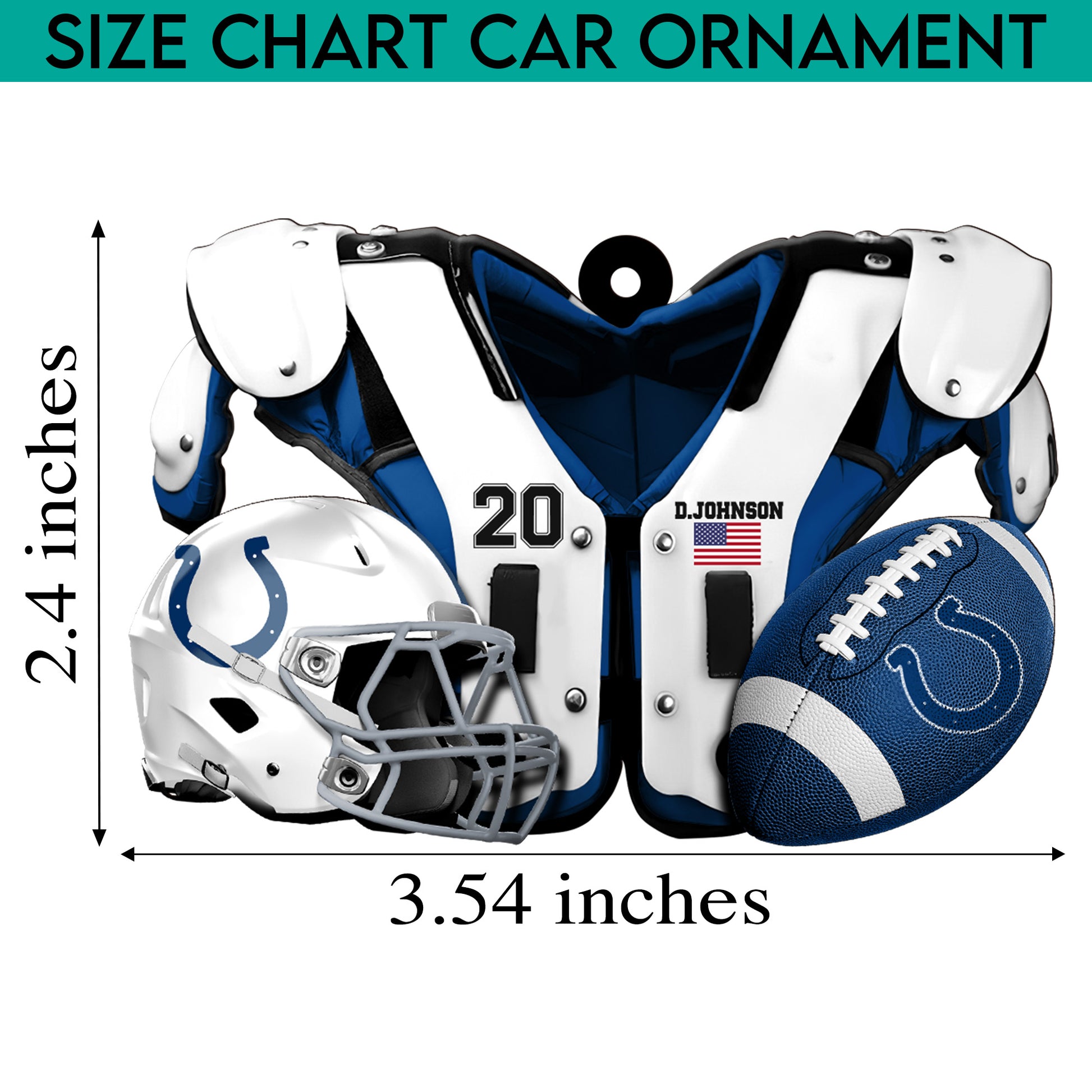 Indianapolis Colts Car Ornament Custom Name And Number, Sport Ornament , Sport Decorations ETRG-52166