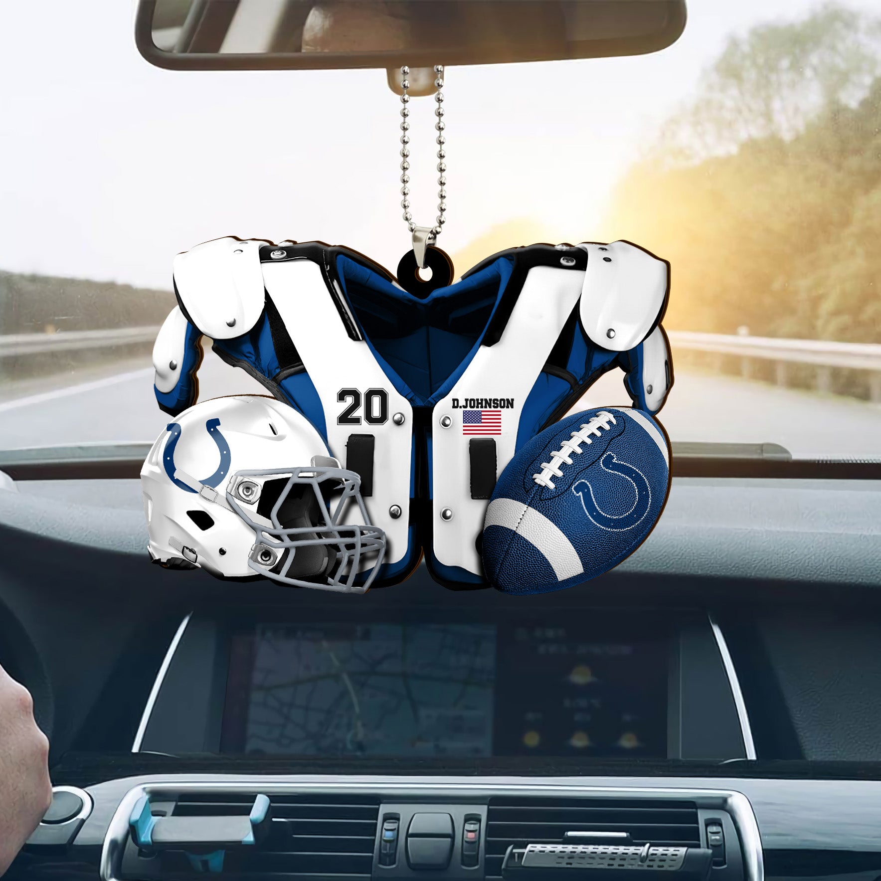 Indianapolis Colts Car Ornament Custom Name And Number, Sport Ornament , Sport Decorations ETRG-52166