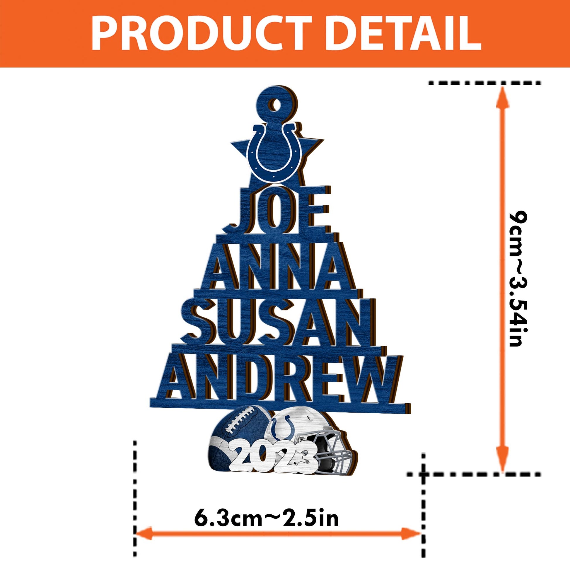 Indianapolis Colts Car Ornament Custom Names And Choose Number Of Names, Sport Team And Christmas Tree Ornament ETRG-52189