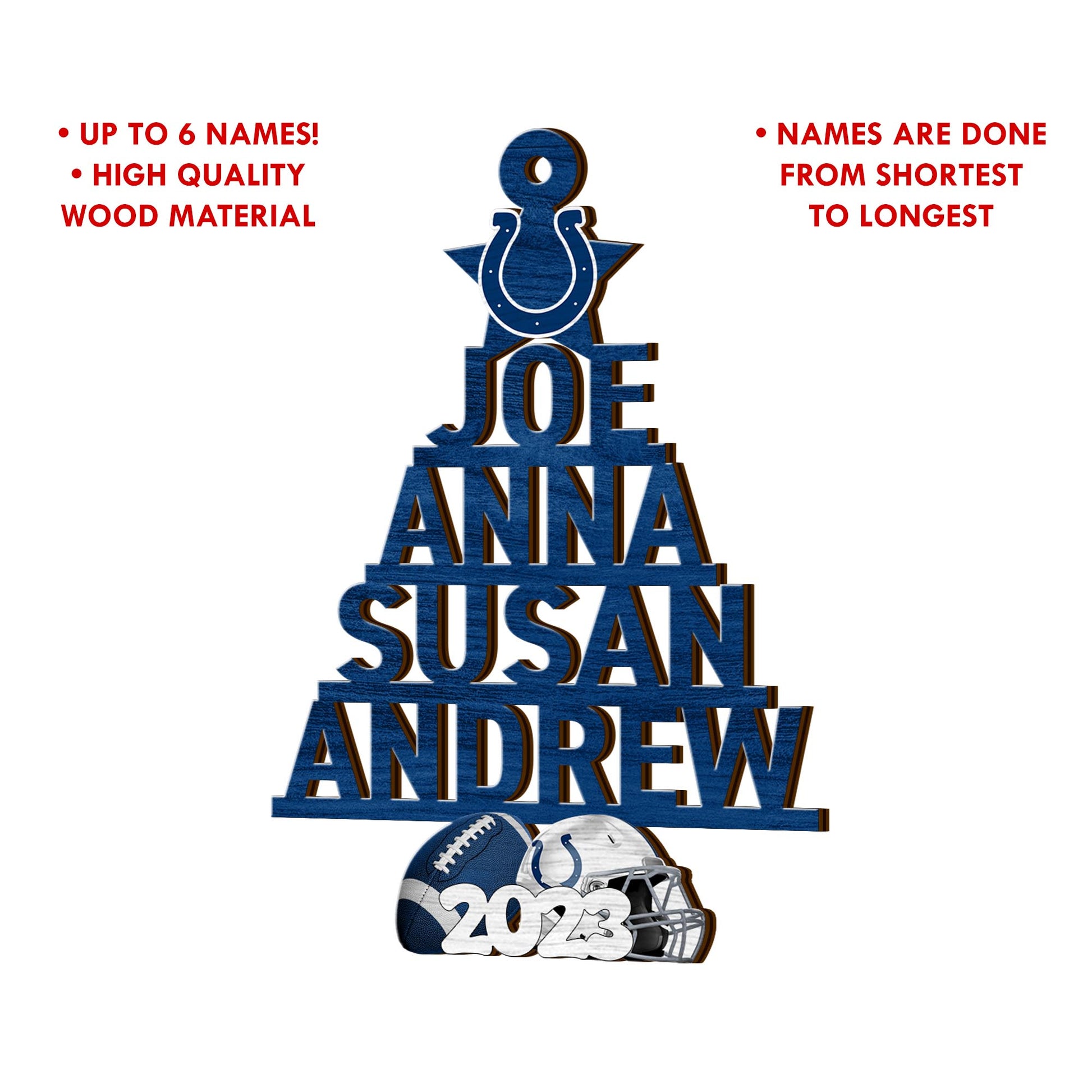 Indianapolis Colts Car Ornament Custom Names And Choose Number Of Names, Sport Team And Christmas Tree Ornament ETRG-52189