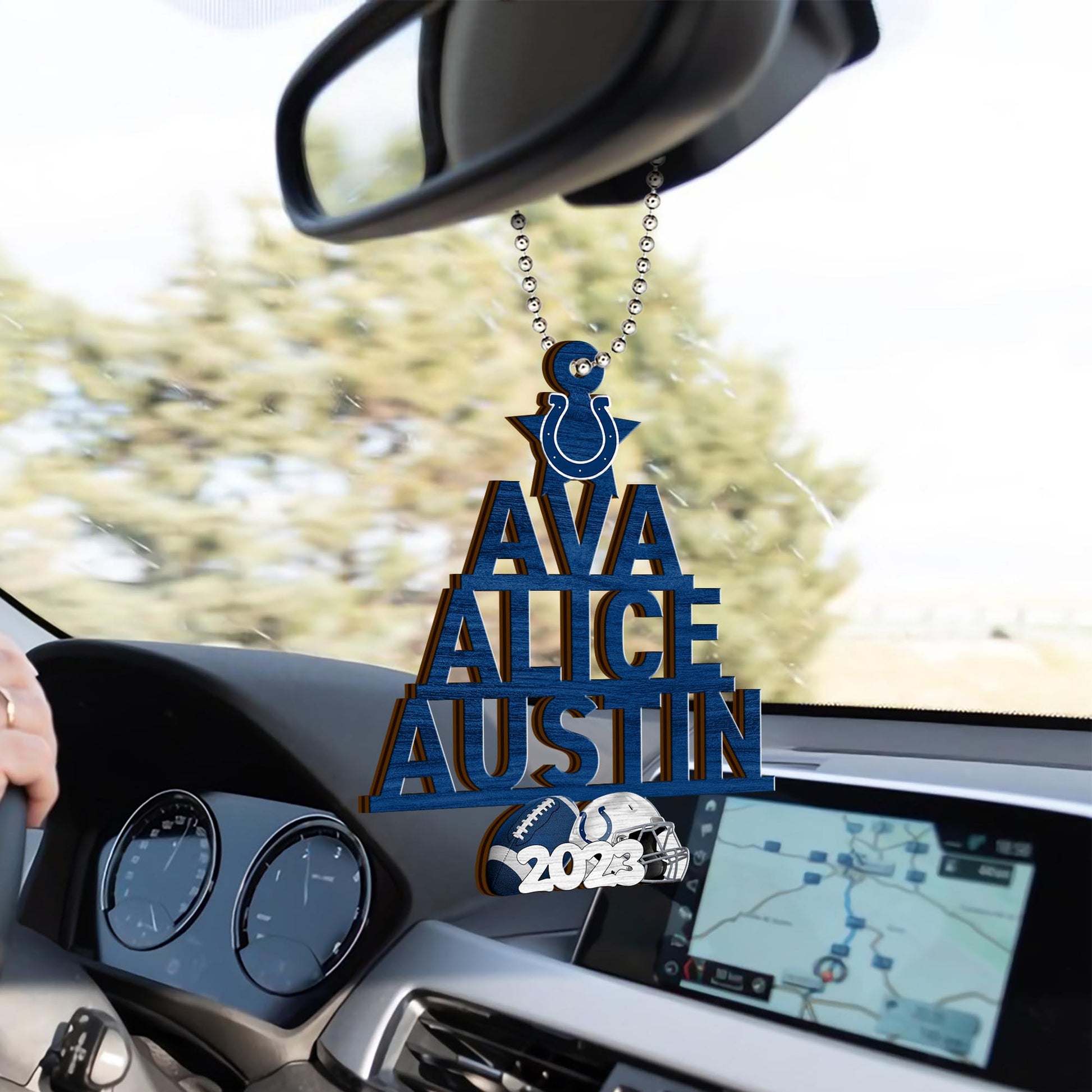 Indianapolis Colts Car Ornament Custom Names And Choose Number Of Names, Sport Team And Christmas Tree Ornament ETRG-52189