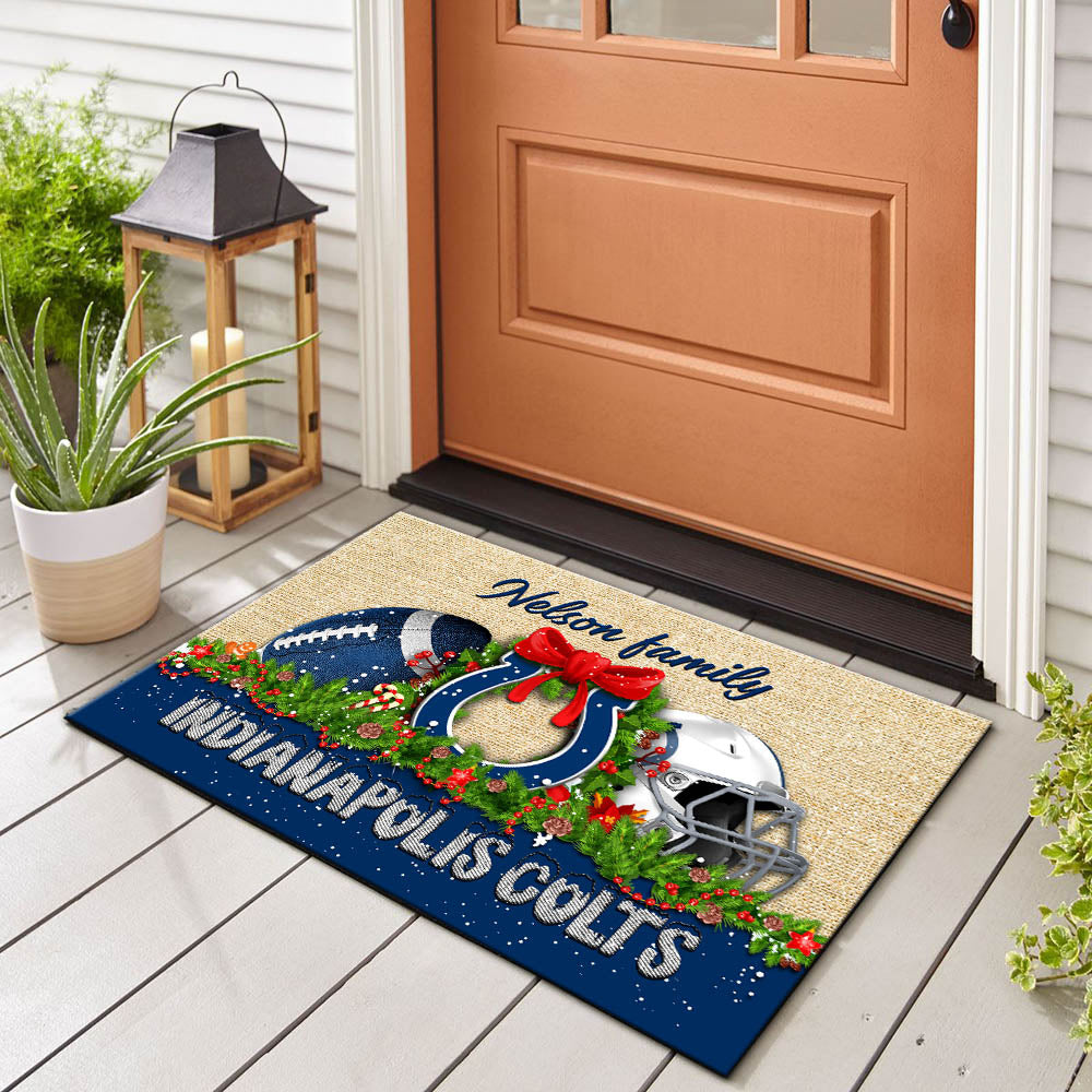 Indianapolis Colts Doormat Personalized Your Name, Sport Team Doormat, Christmas Gifts For Football Fan, Home Decor ETHY-52726