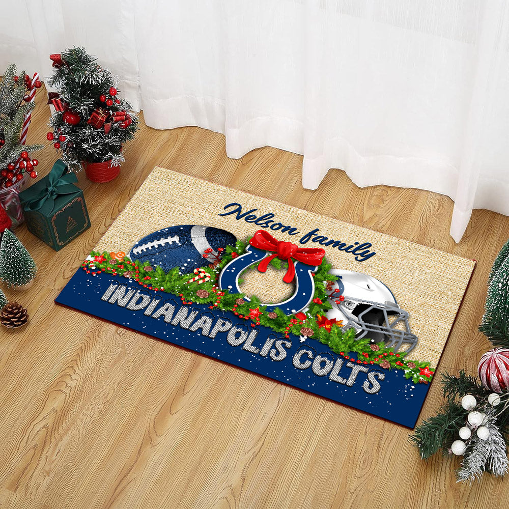 Indianapolis Colts Doormat Personalized Your Name, Sport Team Doormat, Christmas Gifts For Football Fan, Home Decor ETHY-52726