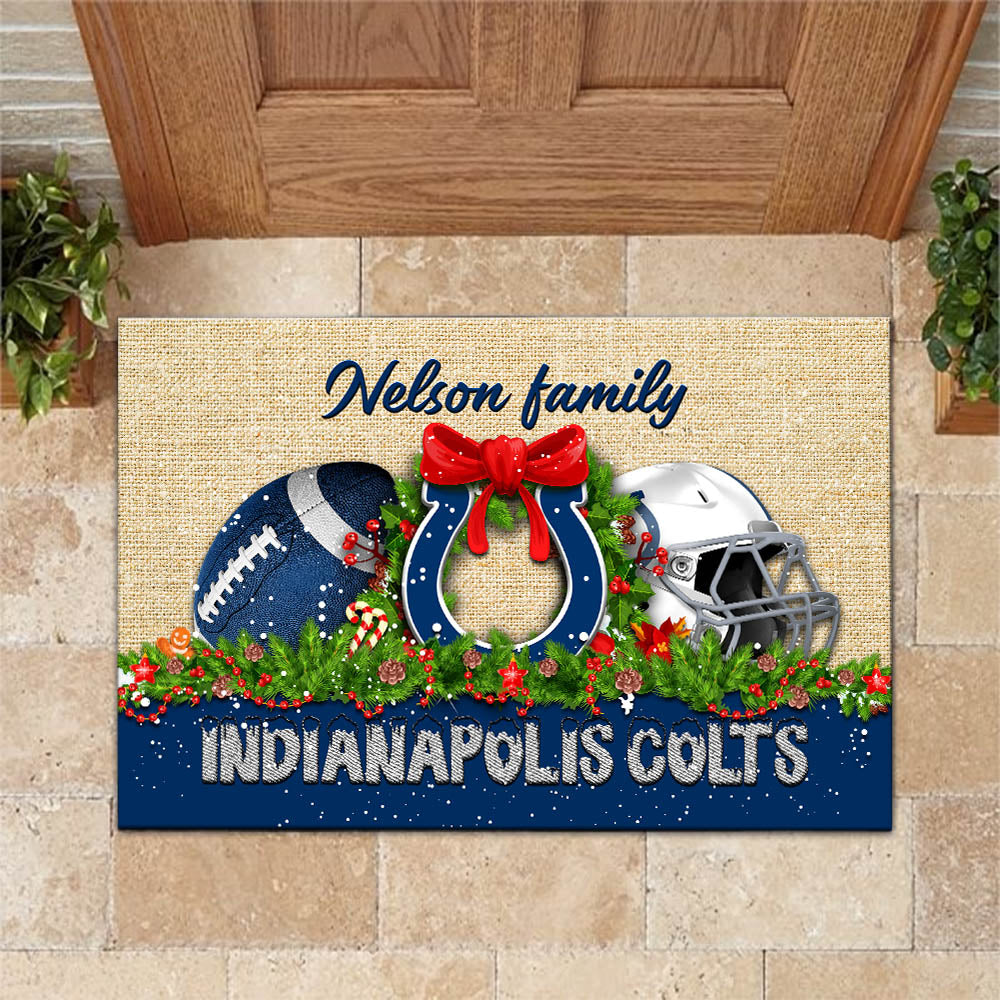 Indianapolis Colts Doormat Personalized Your Name, Sport Team Doormat, Christmas Gifts For Football Fan, Home Decor ETHY-52726