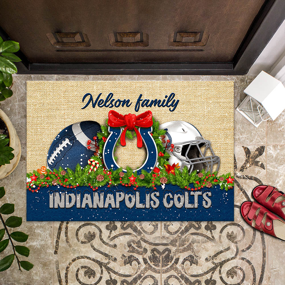 Indianapolis Colts Doormat Personalized Your Name, Sport Team Doormat, Christmas Gifts For Football Fan, Home Decor ETHY-52726