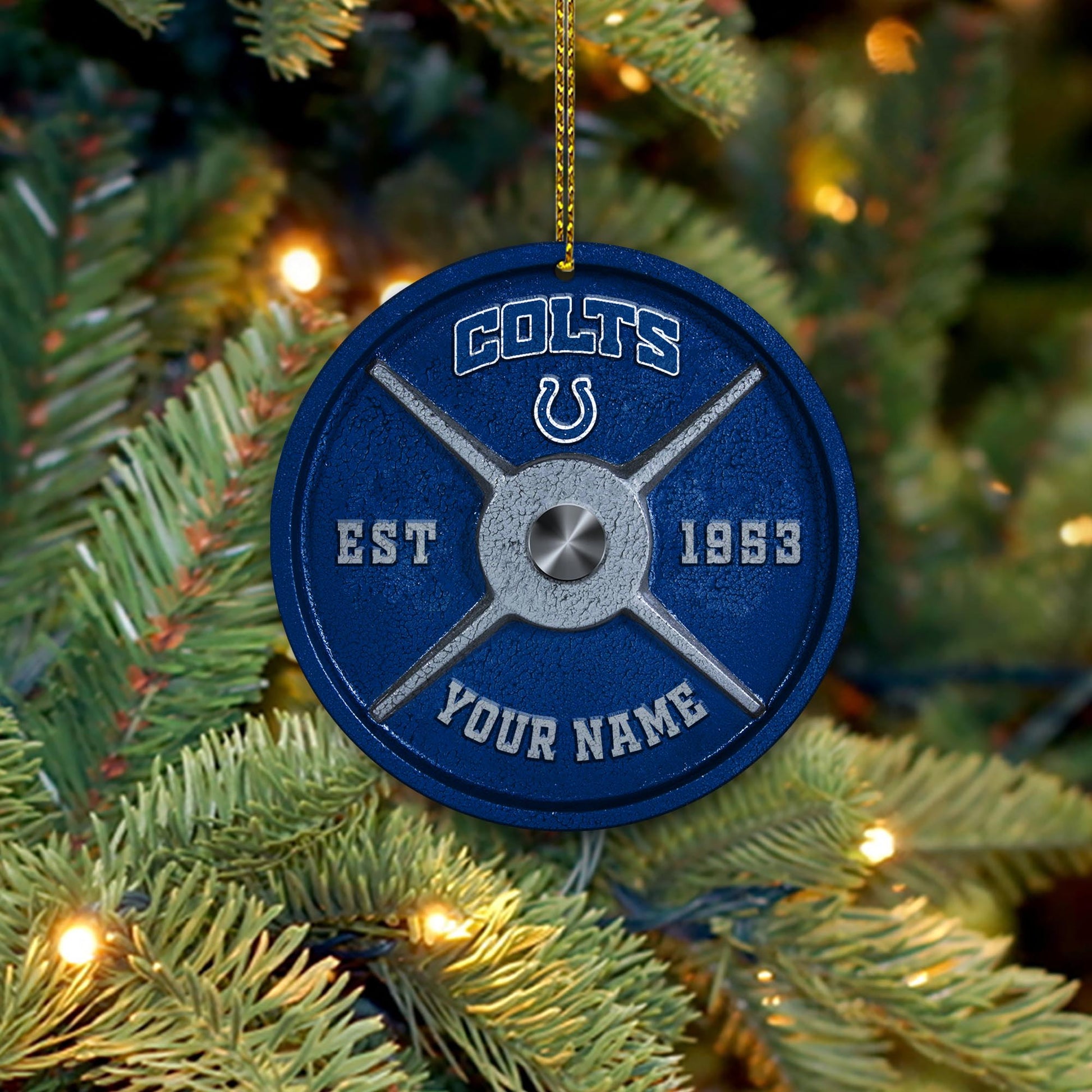 Indianapolis Colts Fitness Circle Aluminium Custom Ornament 2 Side Trending New Arrivals H52884 ETUG311023