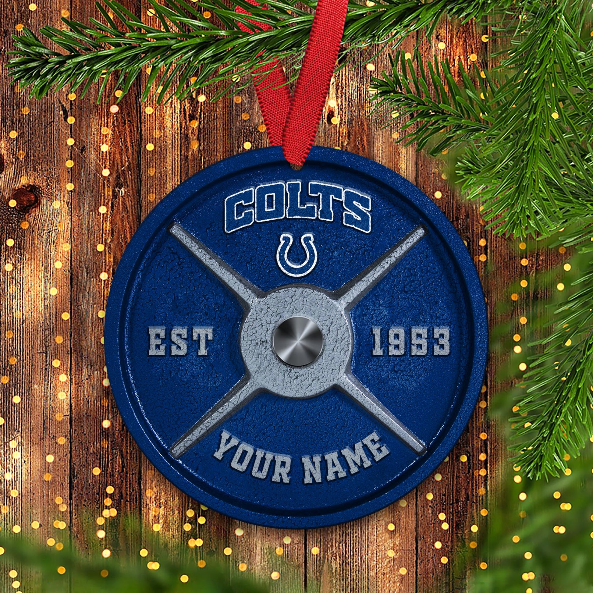 Indianapolis Colts Fitness Circle Aluminium Custom Ornament 2 Side Trending New Arrivals H52884 ETUG311023