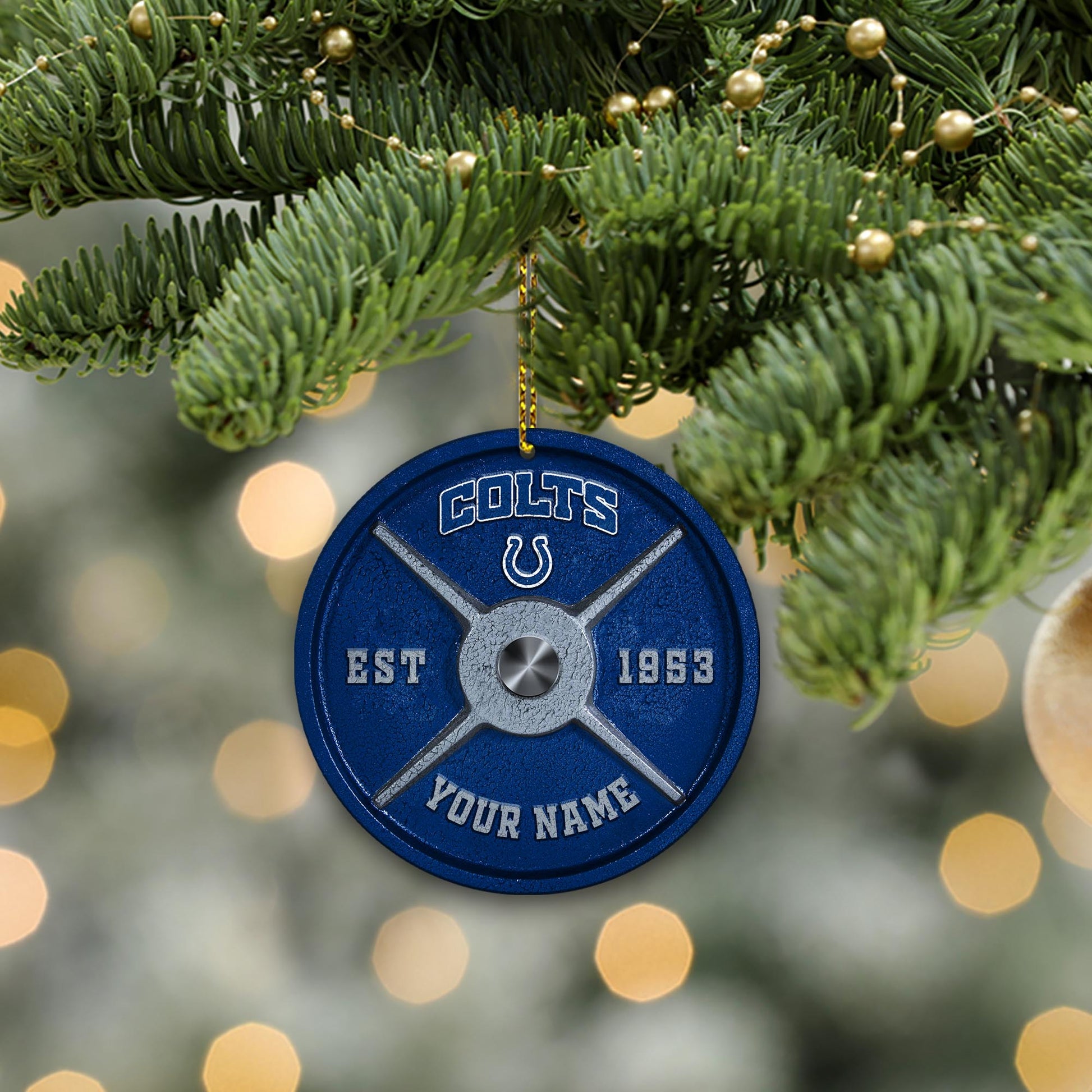 Indianapolis Colts Fitness Circle Aluminium Custom Ornament 2 Side Trending New Arrivals H52884 ETUG311023