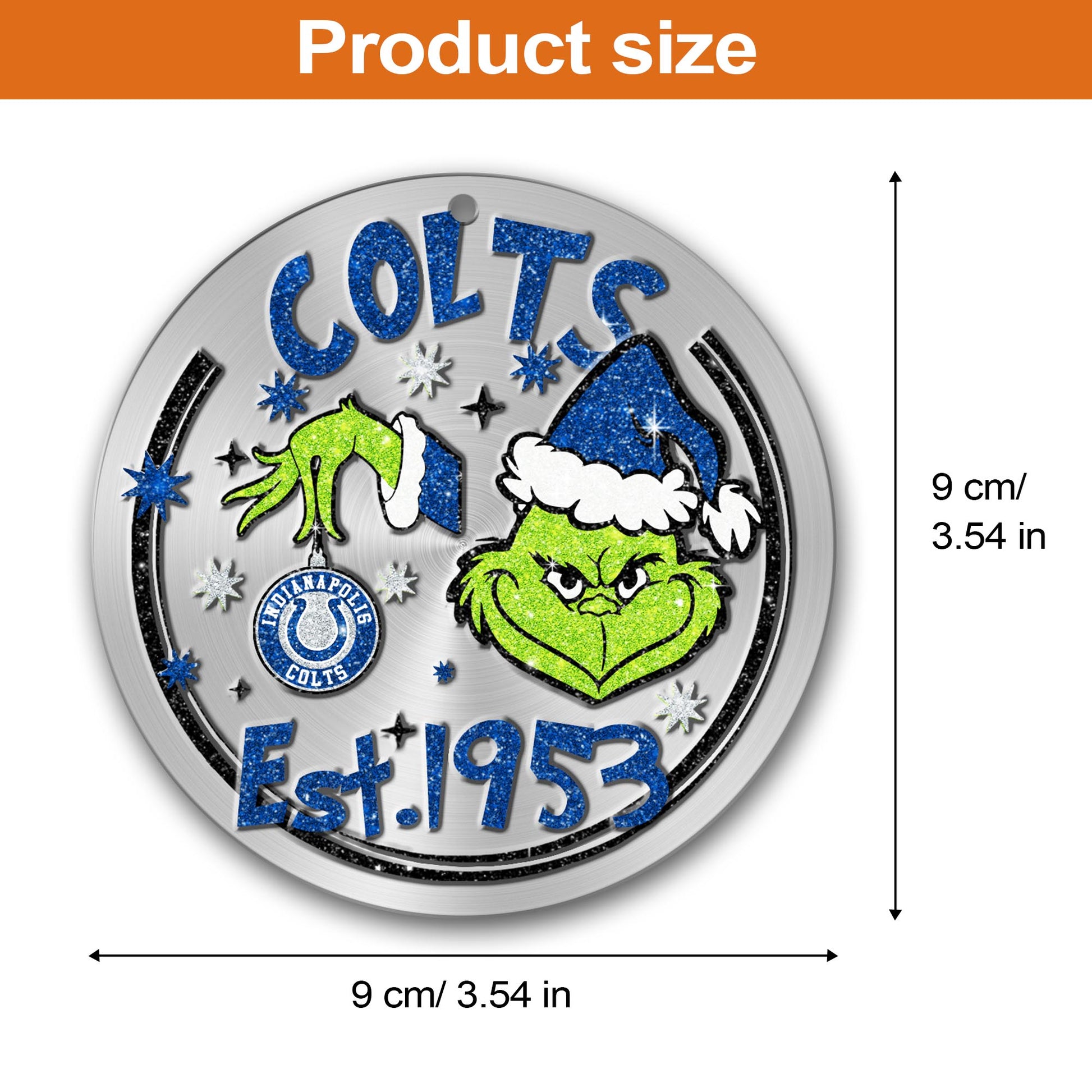 Indianapolis Colts Grinch Circle Aluminium Ornament 2 Side Trending New Arrivals H52900 ETUG311023