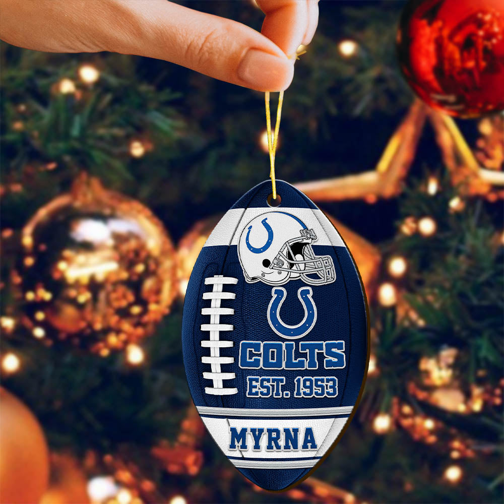 Indianapolis Colts Wooden Ornament 2 Sides Personalized Your Name, Sport Team Ornament, Sport Hanging Decorations, Sport Gifts