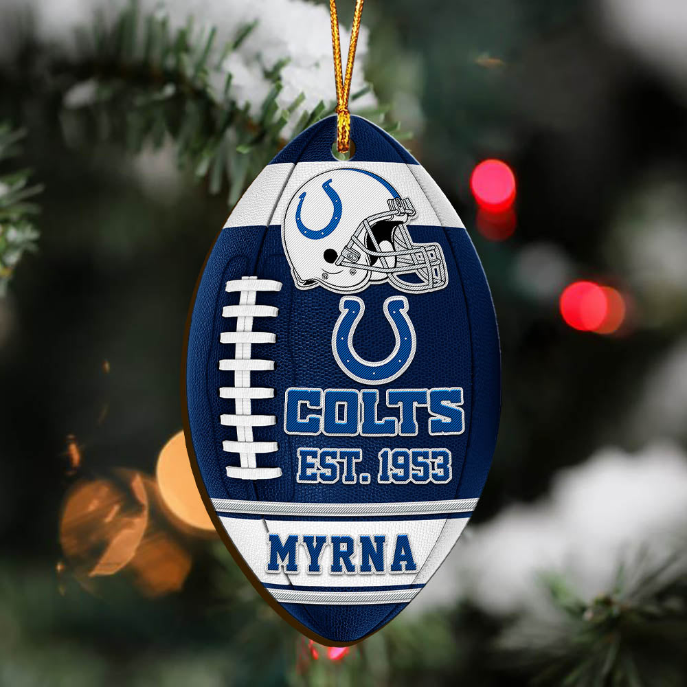 Indianapolis Colts Wooden Ornament 2 Sides Personalized Your Name, Sport Team Ornament, Sport Hanging Decorations, Sport Gifts