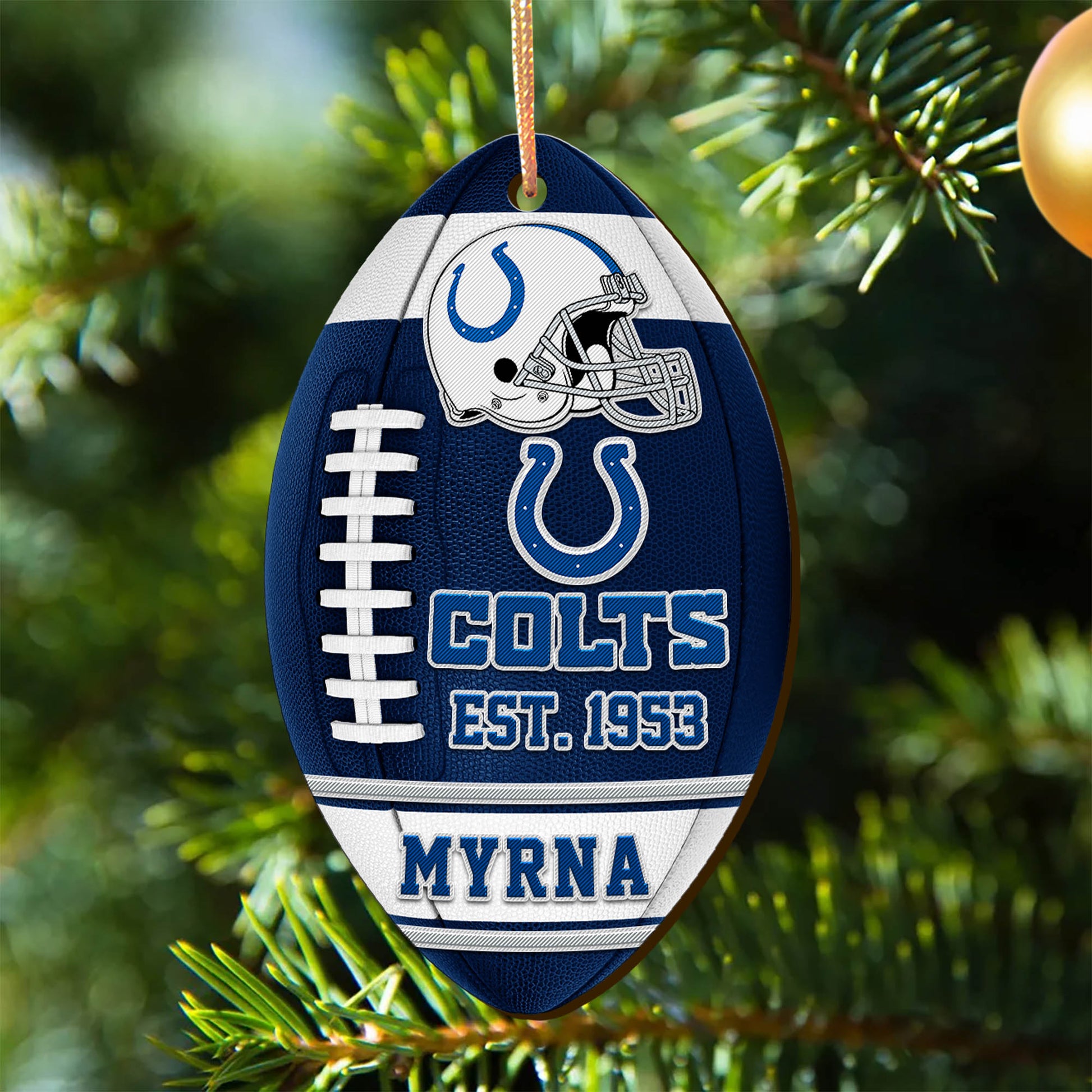 Indianapolis Colts Wooden Ornament 2 Sides Personalized Your Name, Sport Team Ornament, Sport Hanging Decorations, Sport Gifts