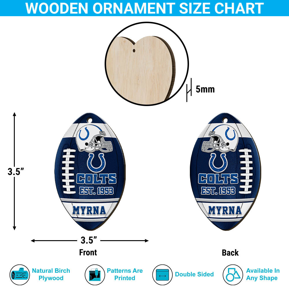 Indianapolis Colts Wooden Ornament 2 Sides Personalized Your Name, Sport Team Ornament, Sport Hanging Decorations, Sport Gifts