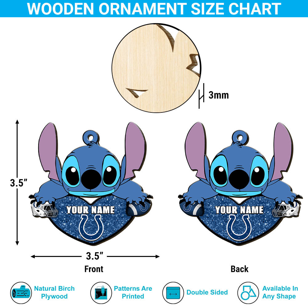 Indianapolis Colts Wooden Ornament Personalized Your Name , Football Team And St With Heart Ornament, Football Fan Gifts ETHY-52631