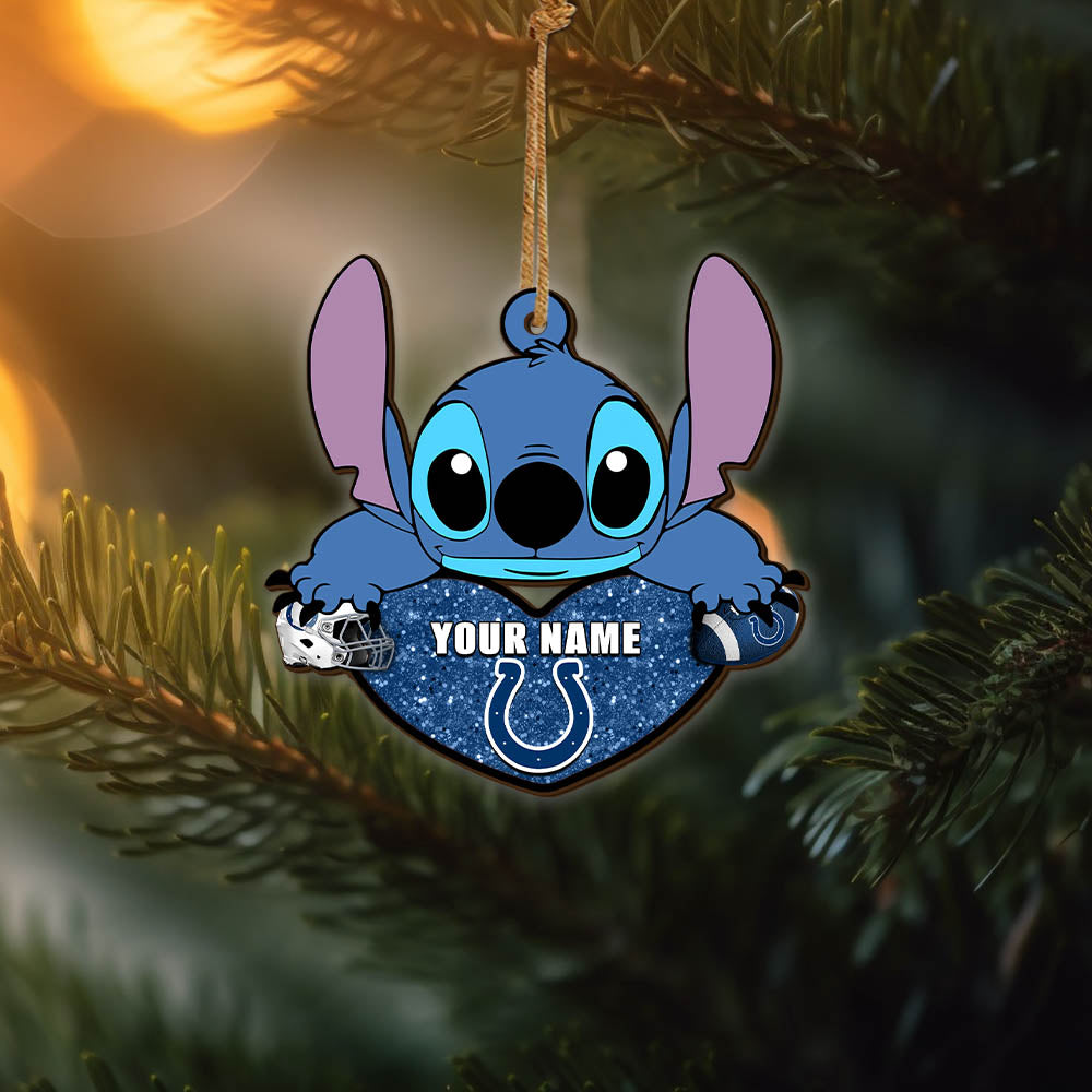 Indianapolis Colts Wooden Ornament Personalized Your Name , Football Team And St With Heart Ornament, Football Fan Gifts ETHY-52631