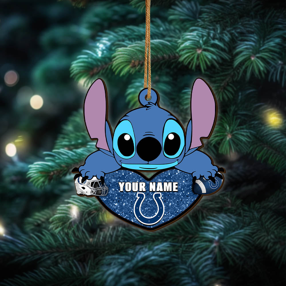 Indianapolis Colts Wooden Ornament Personalized Your Name , Football Team And St With Heart Ornament, Football Fan Gifts ETHY-52631