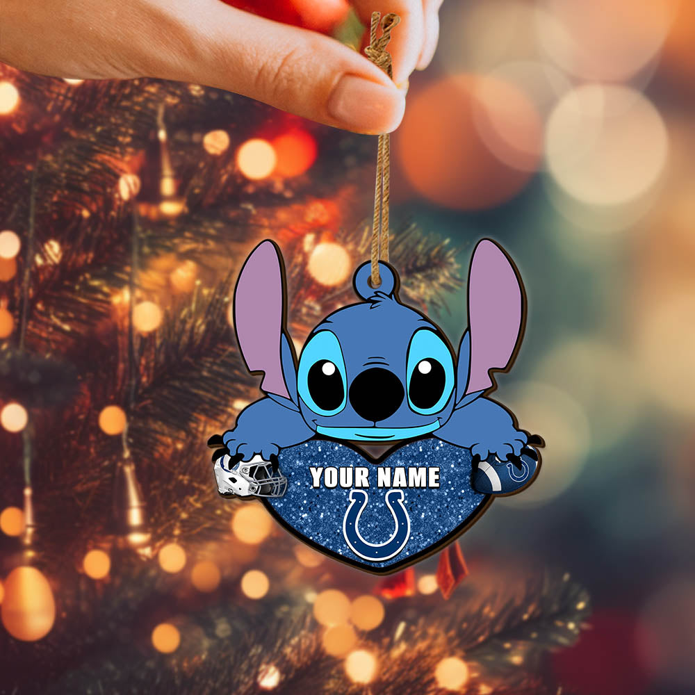 Indianapolis Colts Wooden Ornament Personalized Your Name , Football Team And St With Heart Ornament, Football Fan Gifts ETHY-52631