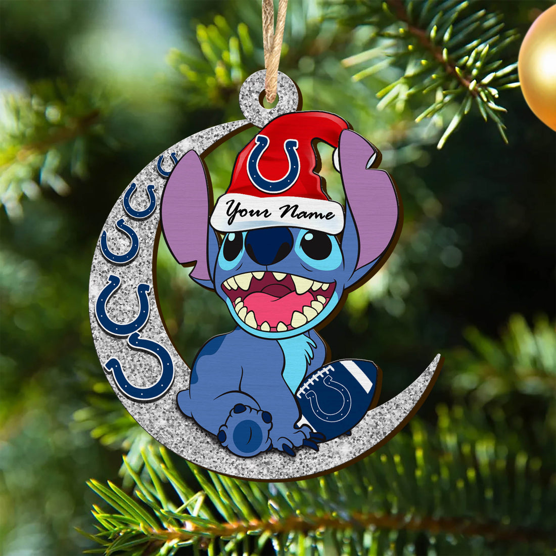 Indianapolis Colts Wooden Ornament Personalized Your Name , Football Team And St With Moon Ornament, Fan Gifts, Sport Home Decorations ETHY-52639