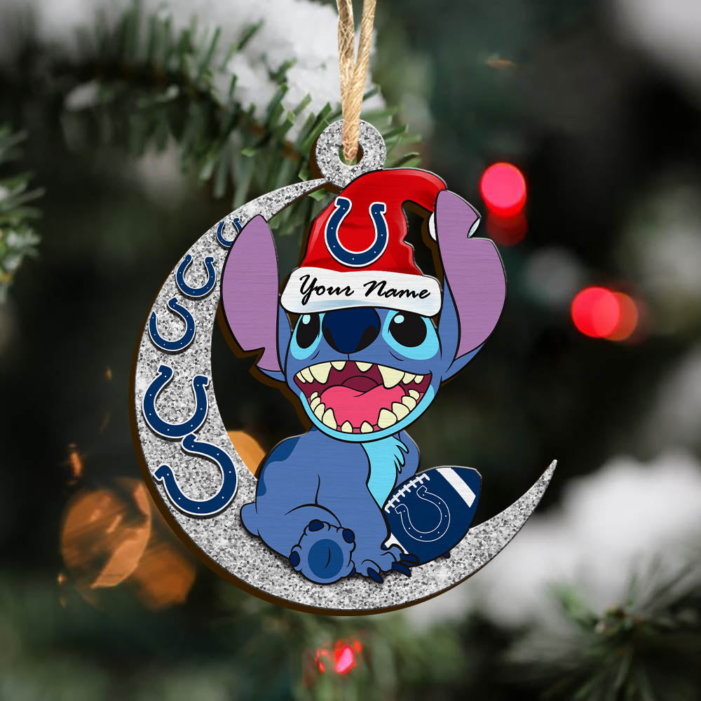 Indianapolis Colts Wooden Ornament Personalized Your Name , Football Team And St With Moon Ornament, Fan Gifts, Sport Home Decorations ETHY-52639